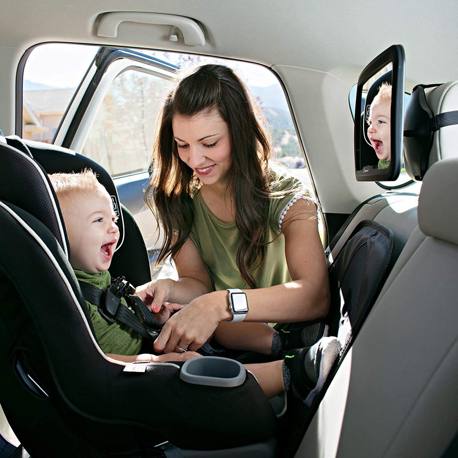 Rétroviseur de voiture de bébé, rétroviseur de siège d'auto pour orientation arrière avec vue large, incassable, entièrement assemblé, testé en