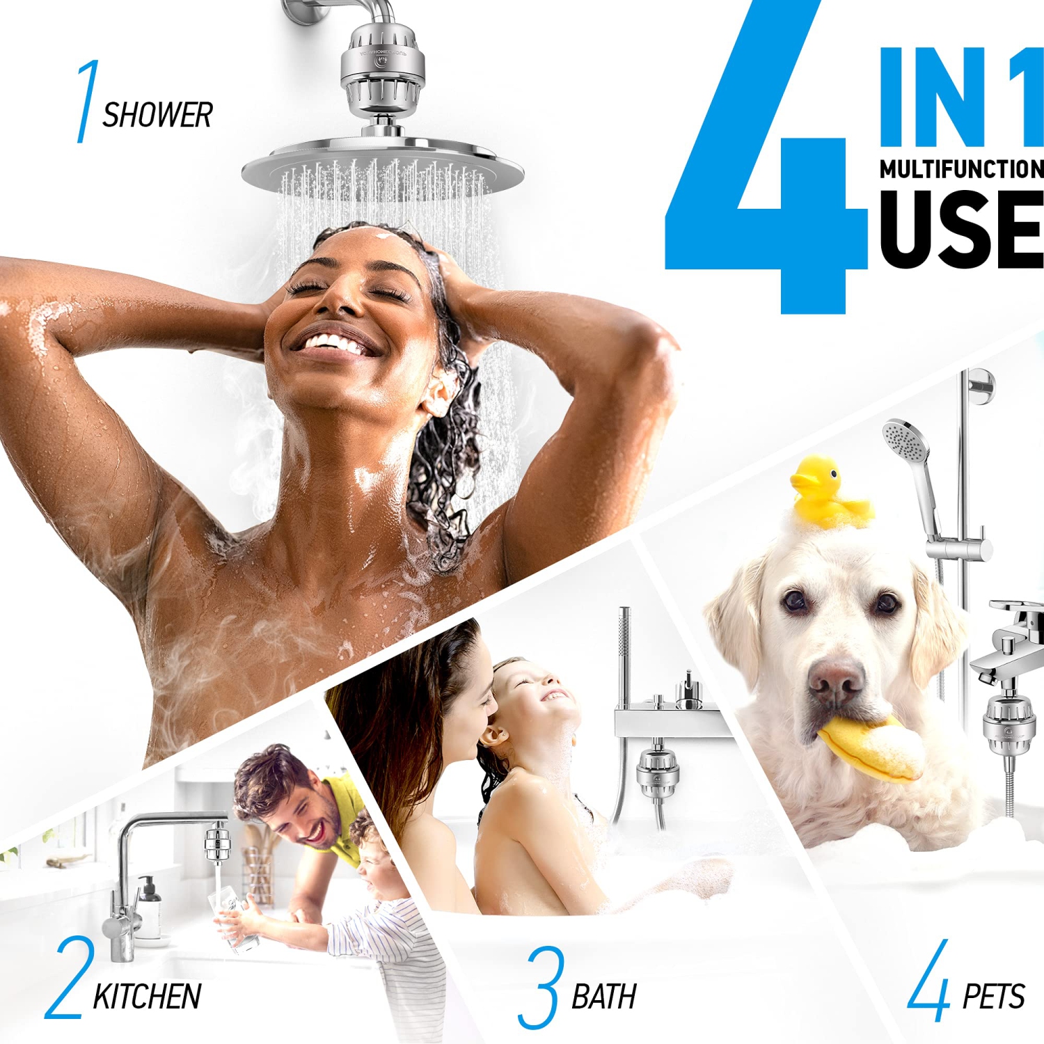 15 Stage Shower Filter with Vitamin C for Hard Water - High Output Shower Water Filter to Remove Chlorine and Fluoride - 2 Cartridges -Consistent