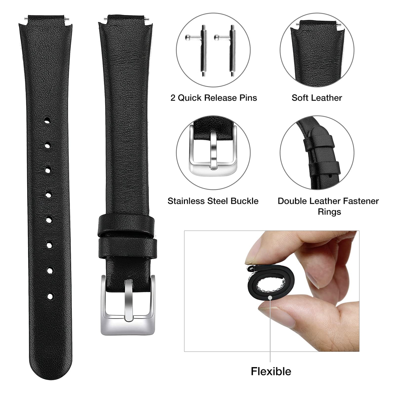 Leather Bands Compatible with Fitbit Inspire 3 Bands & Inspire 2 & Inspire HR & Inspire Band for Women Men, Soft Leather Strap Wristbands Accessories