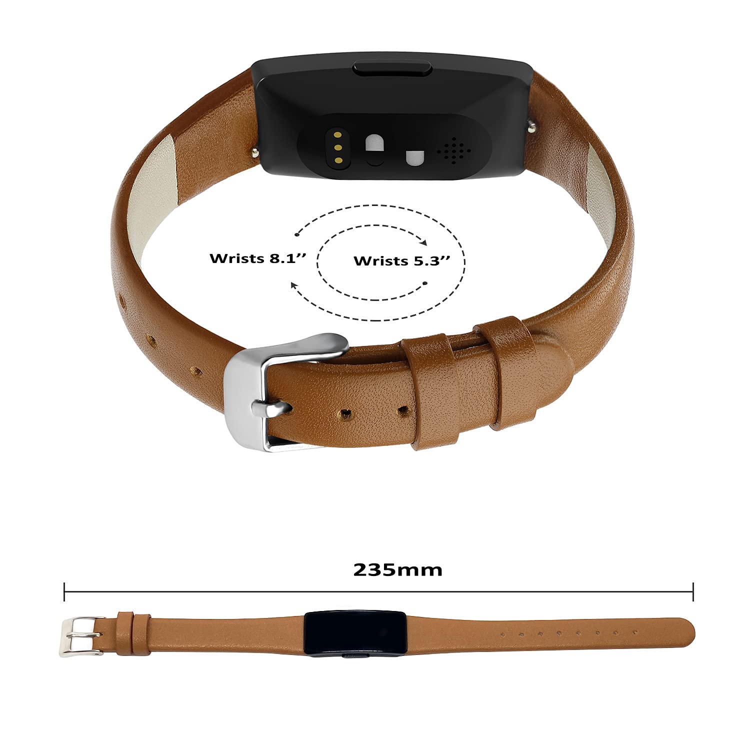 Leather Bands Compatible with Fitbit Inspire 3 Bands & Inspire 2 & Inspire HR & Inspire Band for Women Men, Soft Leather Strap Wristbands Accessories