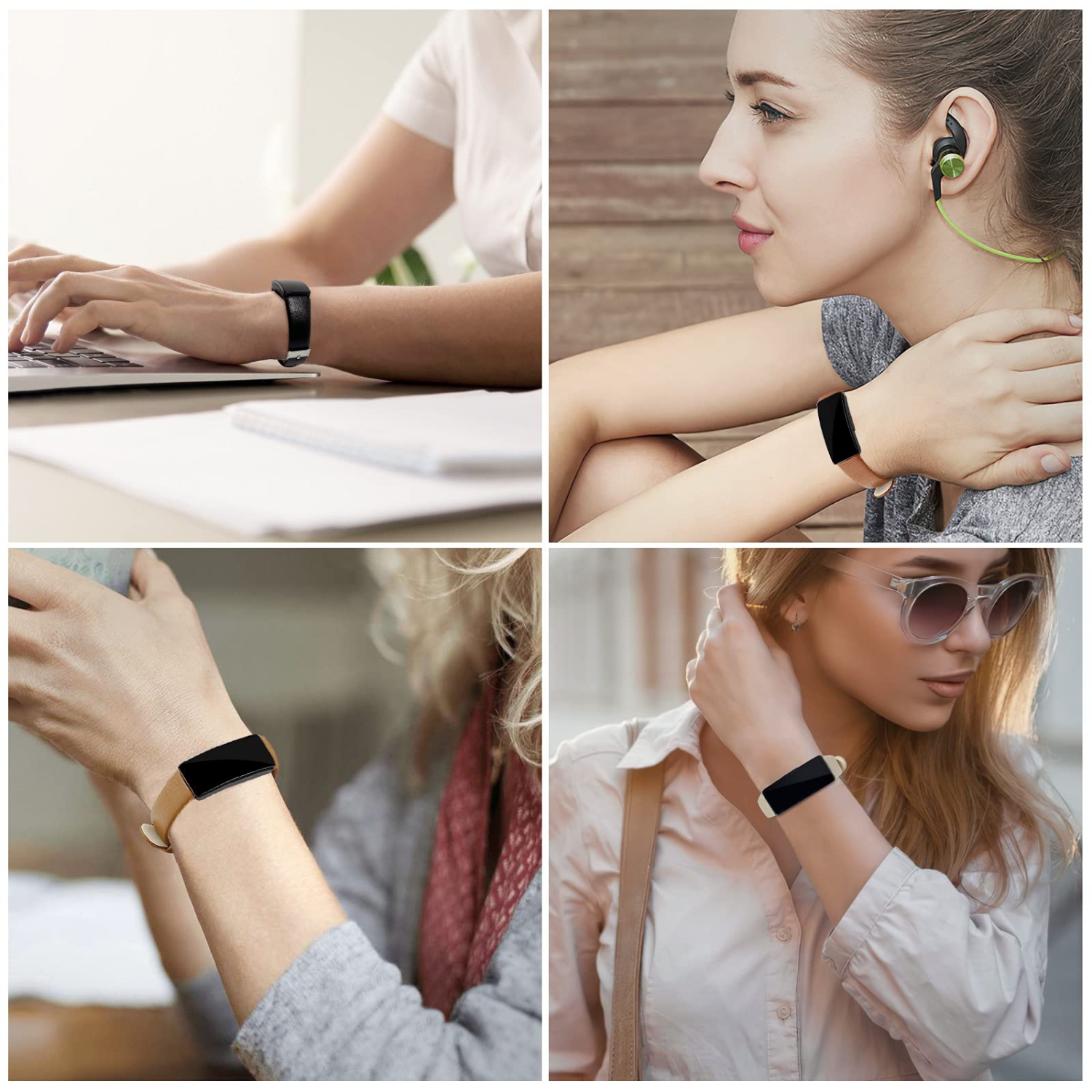 Bracelets cuir compatible avec Inspire 3 Fitbit, Inspire 2, Inspire HR et Inspire Band for Women, bracelets cuir souple remplacement accessoires