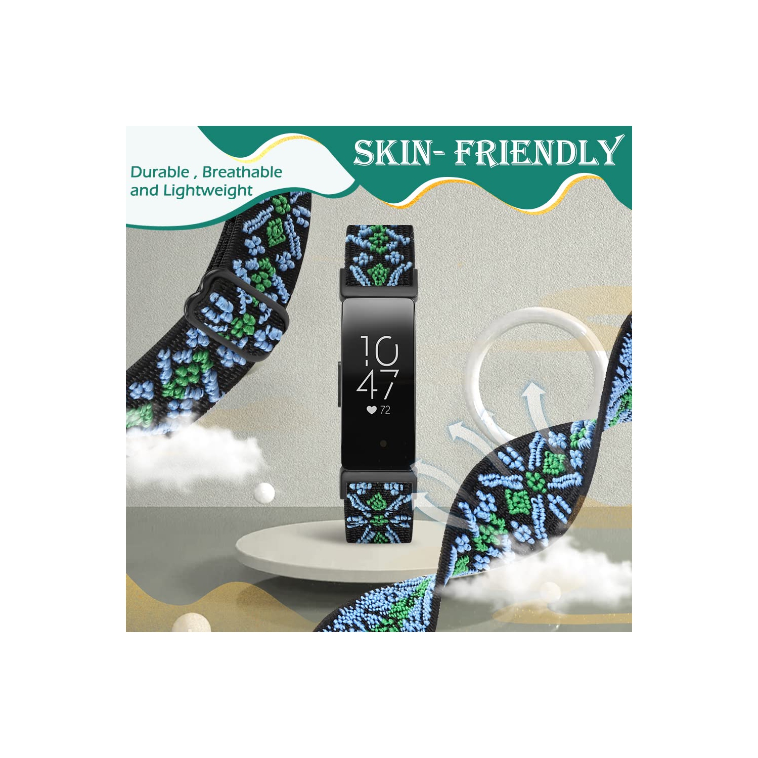 Bracelets élastiques ajustables compatibles avec Inspire 3/Inspire 2/Inspire/Inspire HR/Inspire 3/Ace 2 de Fitbit, bracelets sport à boucle en nylon