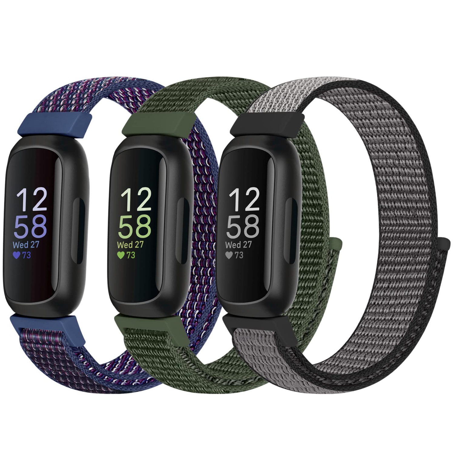 Nylon Sport Loop Band Compatible with Fitbit Inspire 3/Inspire 2/Inspire HR/Inspire/Fitbit Ace 3/Ace 2 for Women Men Kids, Soft Nylon Strap Breathable Comfortable Adjustable