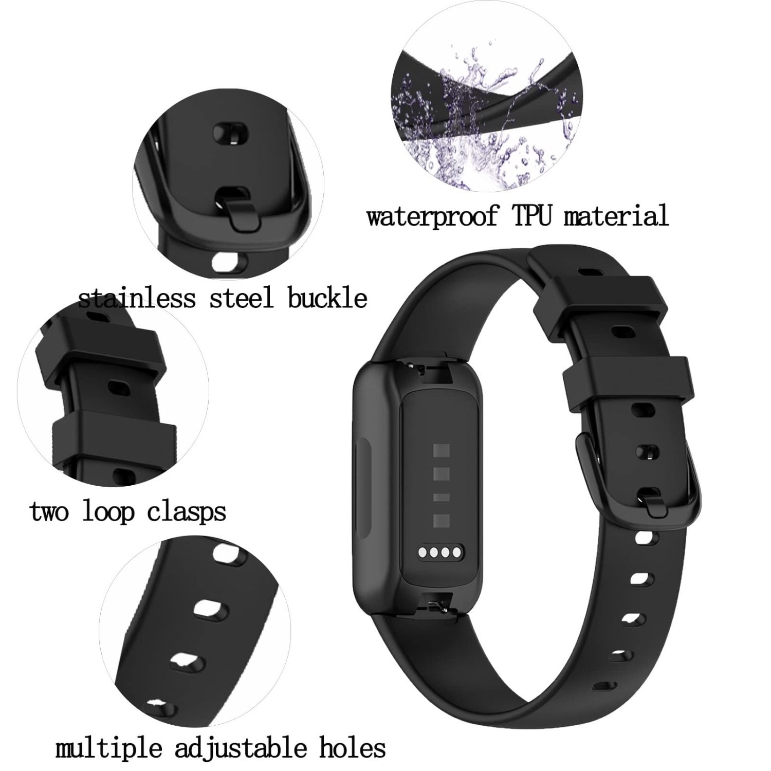 2 Pack Bands Compatible with Fitbit Inspire 3 for Women Men, Soft Waterproof Silicone Sport Replacement Wrist Band for Inspire 3 Watch