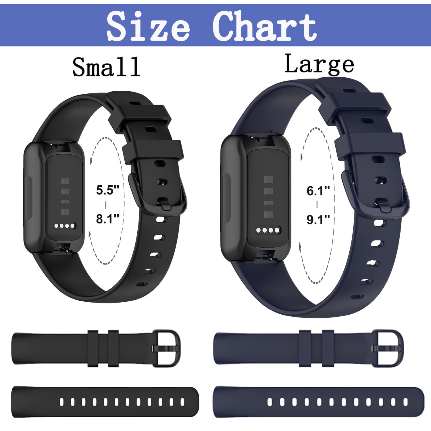 2 bracelets compatibles avec les modèles Inspire 3 pour femmes de Fitbit, bracelet sport en silicone souple étanche pour Inspire 3