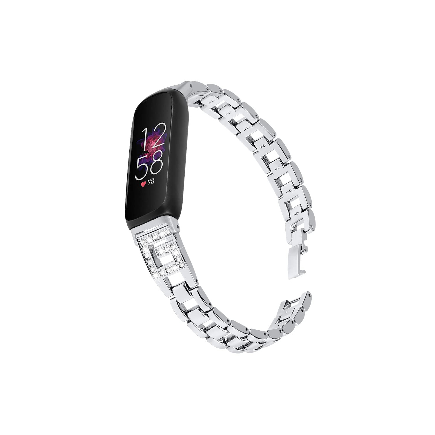 Compatible for Fitbit Inspire 3 Metal Bands with Tools, Rhinestone Diamond Crystal Wristband Adjustable Stainless Steel Bracelet Jewelry Strap for