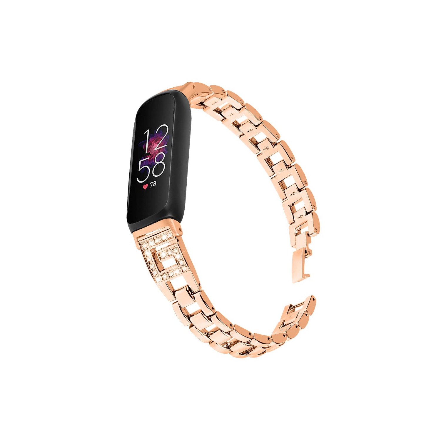 Compatible for Fitbit Inspire 3 Metal Bands with Tools, Rhinestone Diamond Crystal Wristband Adjustable Stainless Steel Bracelet Jewelry Strap for