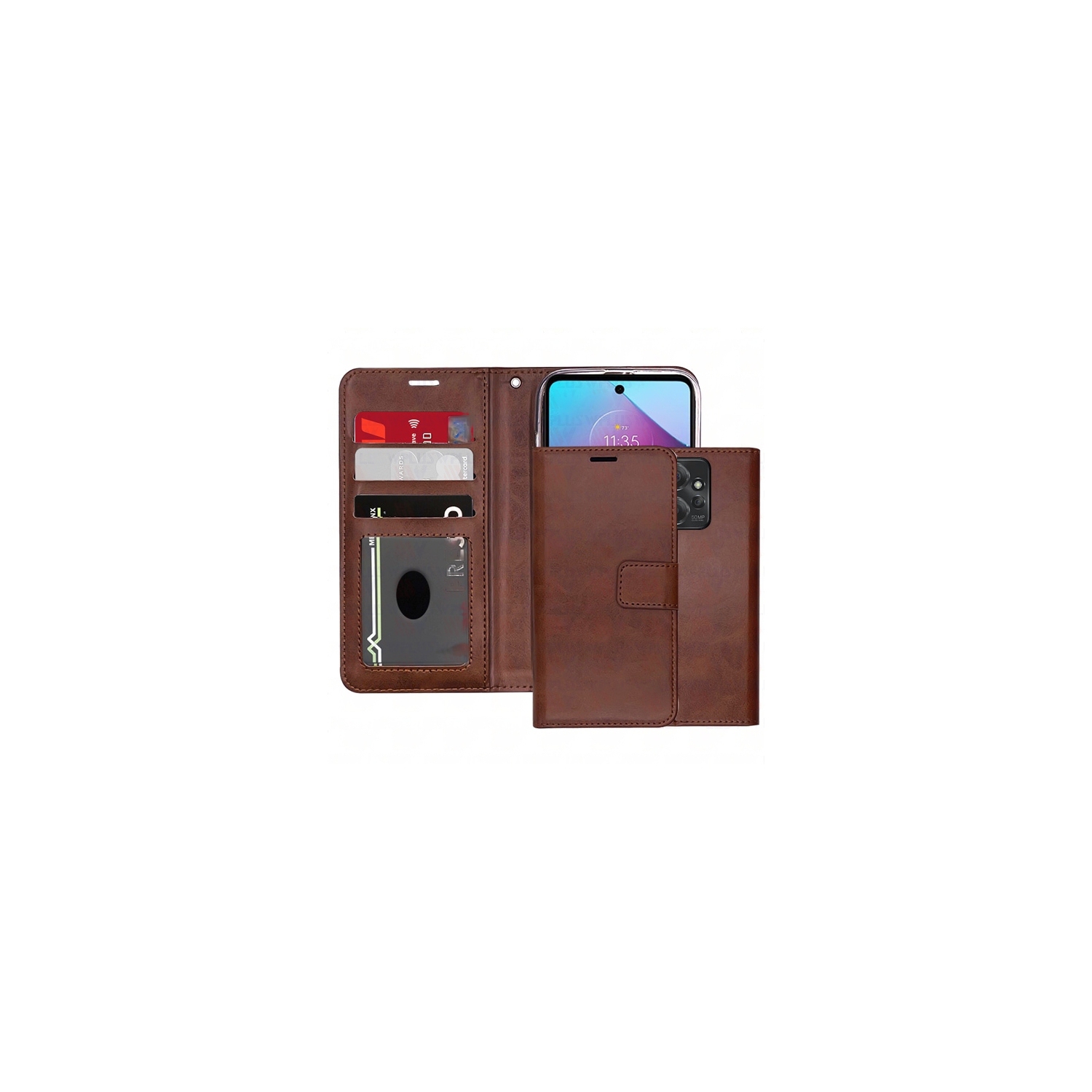 [CS] Motorola Moto G Power 5G 2023 / Moto G 5G 2023 Case, Magnetic Leather Folio Wallet Flip Case Cover with Card Slot, Brown