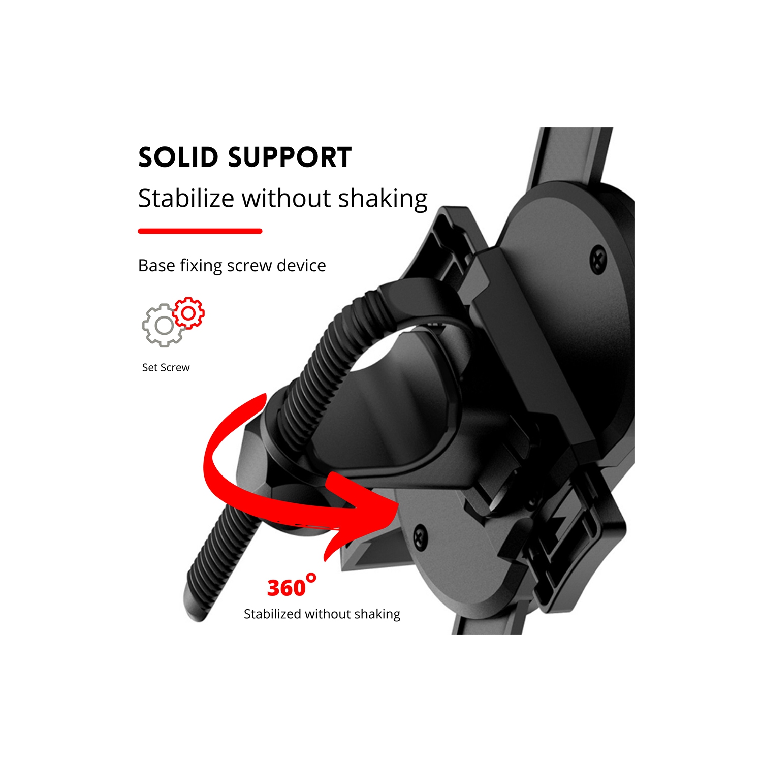 Handlebar Phone Holder 360 Degree Rotation ONE-Click Release & Lock Stainless Steel Clamp Arms Anti-Slip Cellphone Mount Compatible with Any