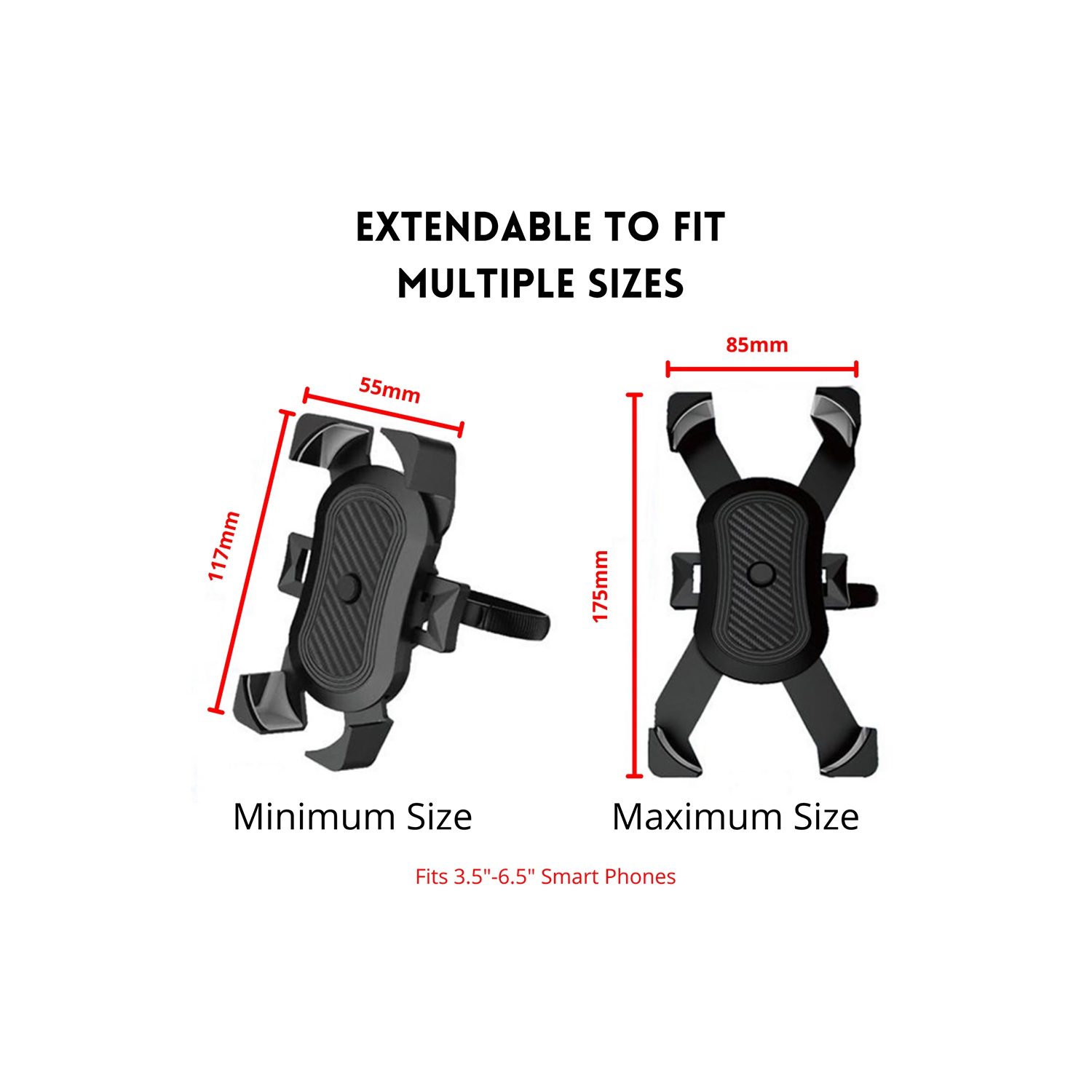 Handlebar Phone Holder 360 Degree Rotation ONE-Click Release & Lock Stainless Steel Clamp Arms Anti-Slip Cellphone Mount Compatible with Any