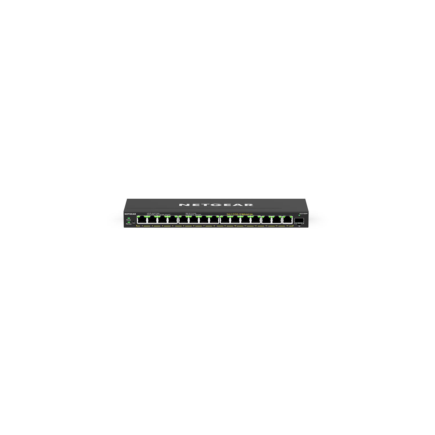 Netgear 16-Port Gigabit PoE+ Compliant Unmanaged Switch with SFP -