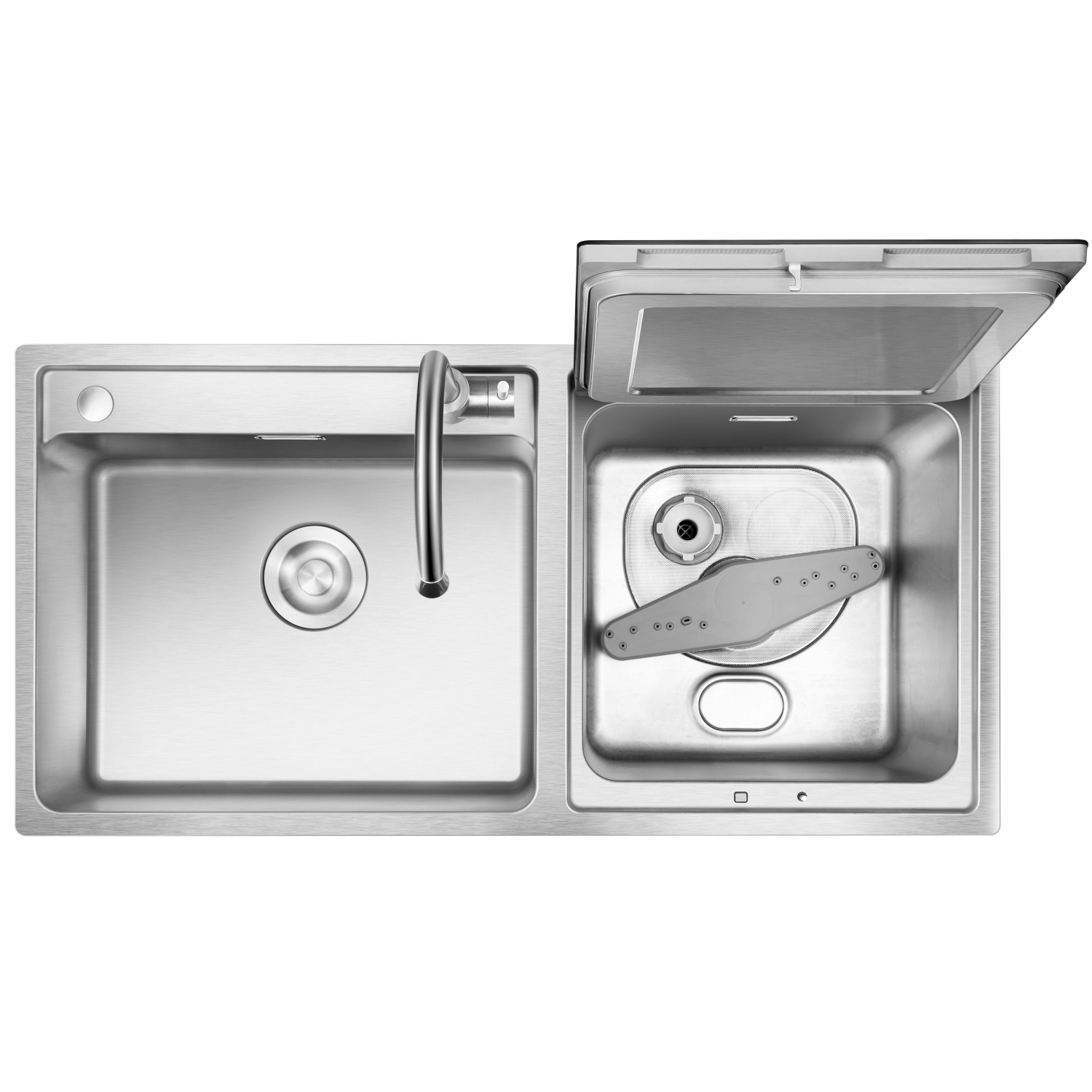 FOTILE 2-IN-1 In-Sink Dishwasher SD2F-P3 ,Stainless Steel Kitchen Sink Dishwasher Combination, Heavy Gauge Bowl Dish Sanitizing