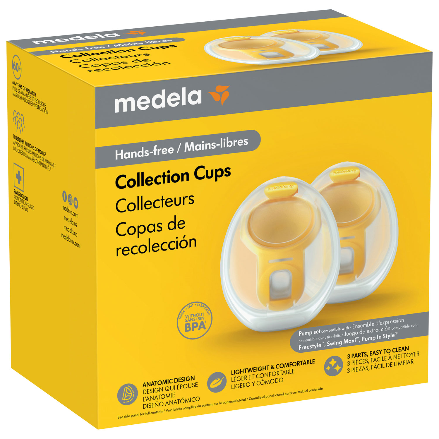 Medela Hands-free Collection Cups for Freestyle Flex, Pump in Style & Swing  Maxi Electric Breast Pumps