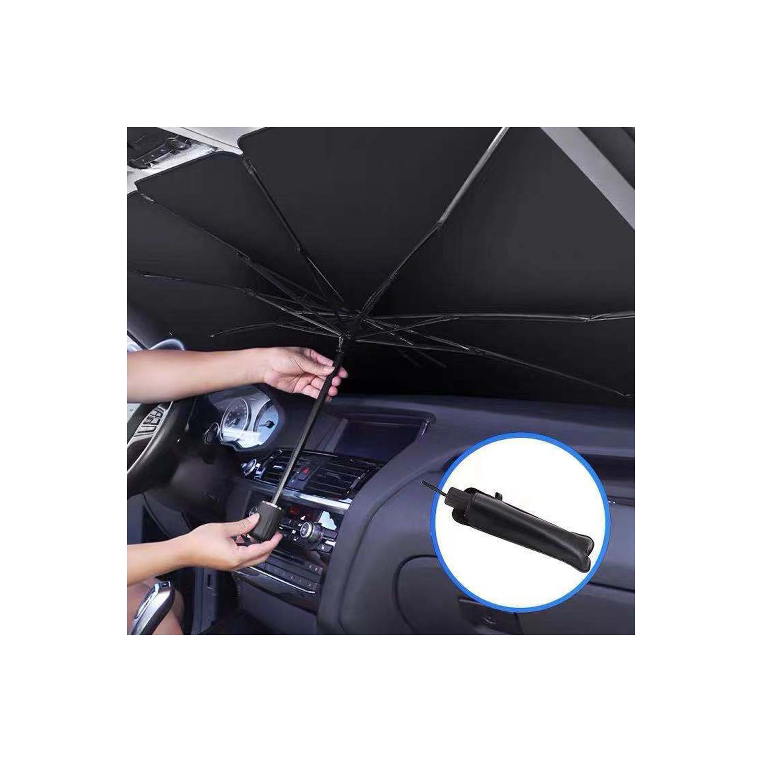 Foldable Car Windshield Sunshade Umbrella - UV Reflecting Sun Shade Heat Sun Visor Protector, Keep Your Vehicle Cool and Damage Free, Fit Most