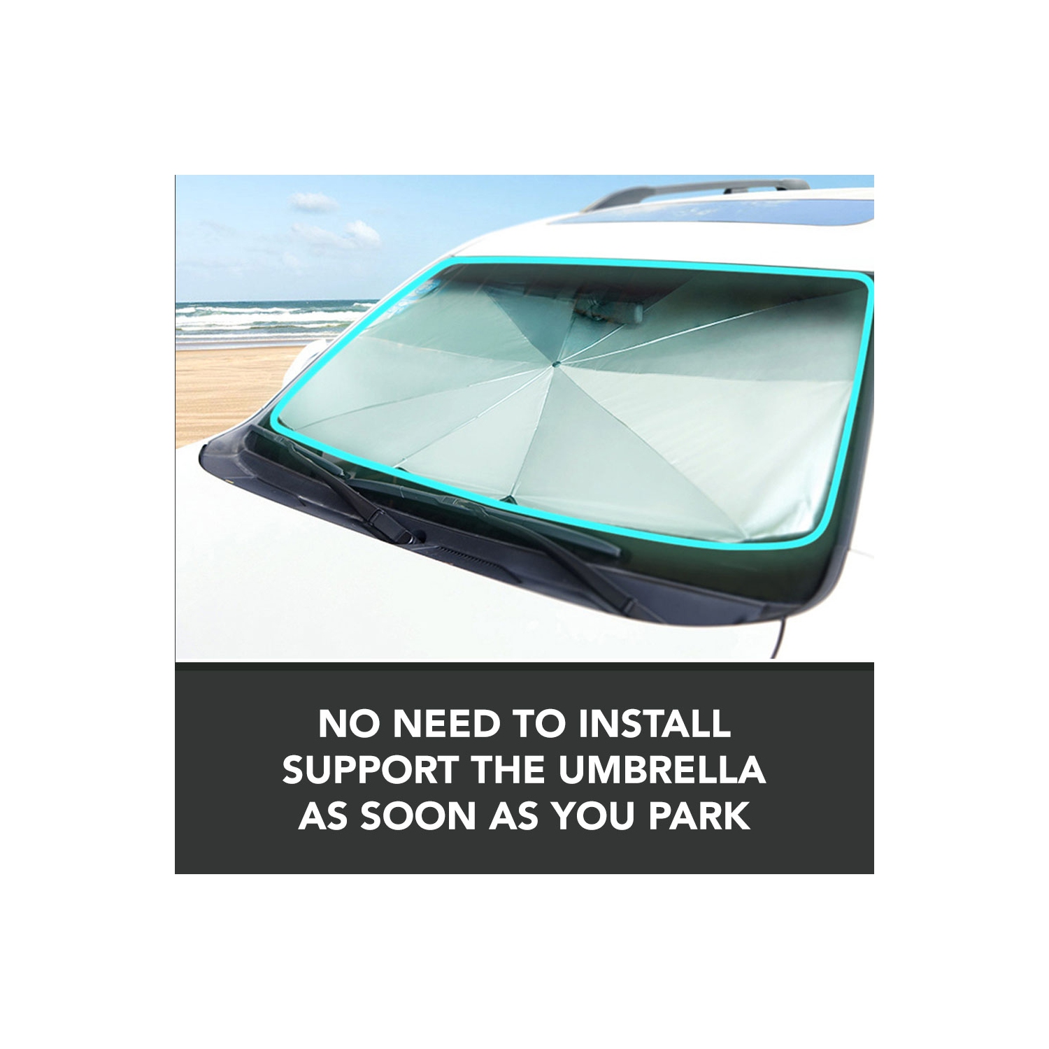 Foldable Car Windshield Sunshade Umbrella - UV Reflecting Sun Shade Heat Sun Visor Protector, Keep Your Vehicle Cool and Damage Free, Fit Most