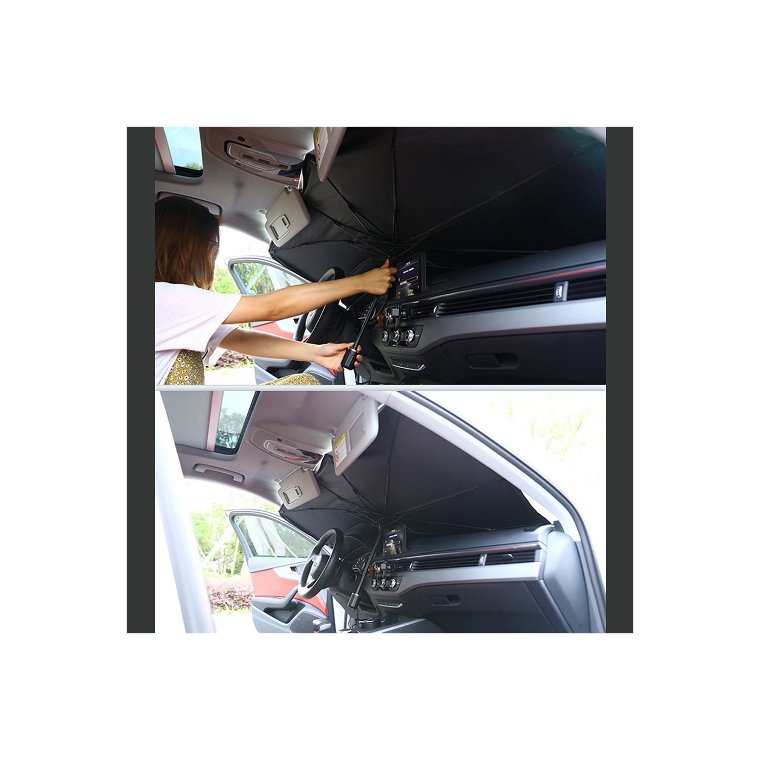 Foldable Car Windshield Sunshade Umbrella - UV Reflecting Sun Shade Heat Sun Visor Protector, Keep Your Vehicle Cool and Damage Free, Fit Most