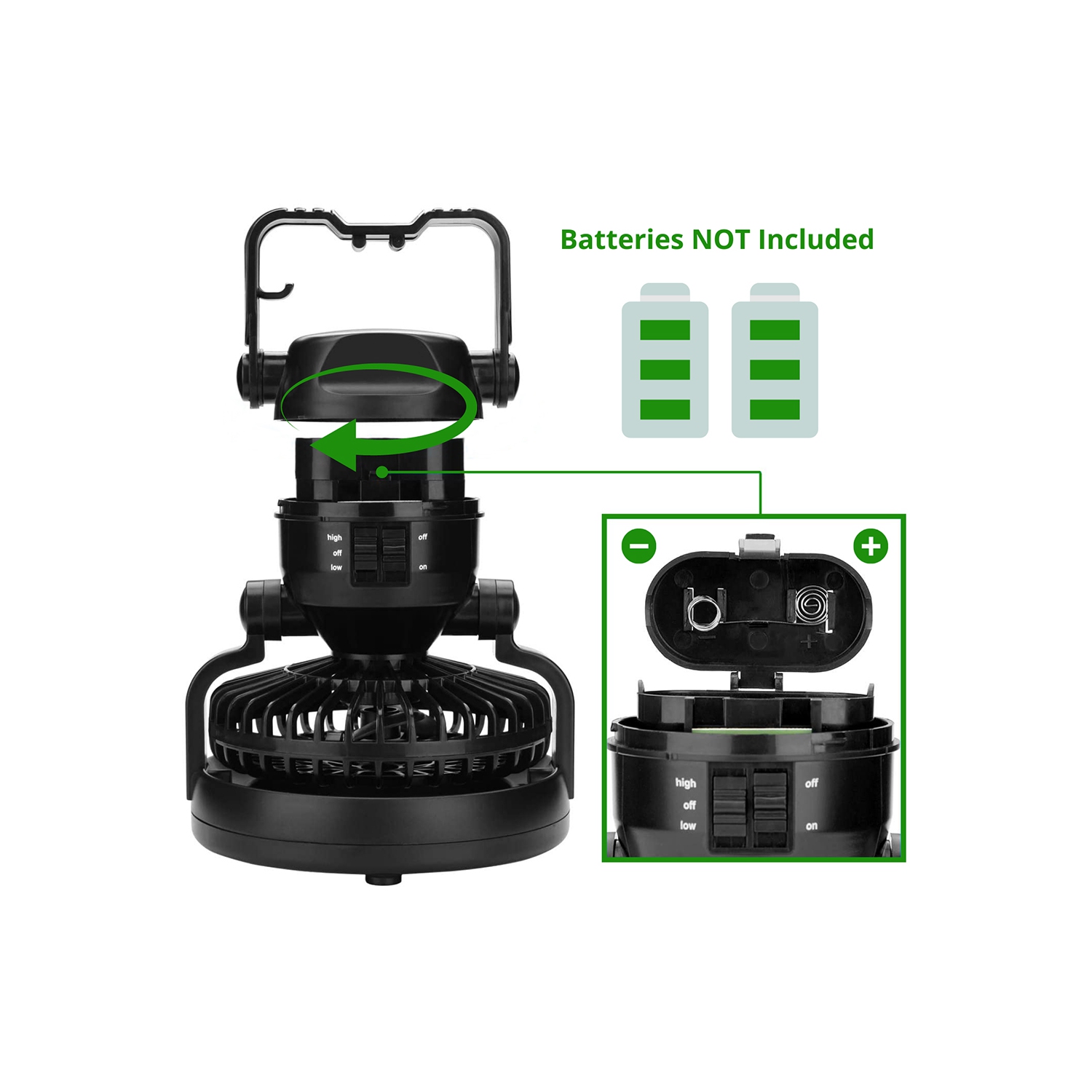 Portable 2 in 1 LED Camping Lantern with Ceiling Fan, 2-in-1 18 LED Hanging Tent Light and Air Flow Fan - Emergency Kit for Outdoor Activities,