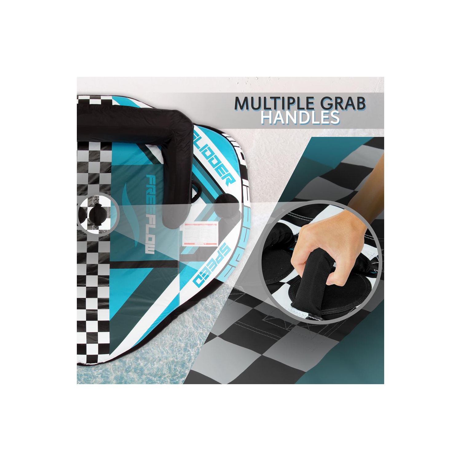 SereneLife Heavy-Duty Inflatable Towable Booster Tube - Water Tube Boating Float Tow Raft, Watersports Inflatable Pull Boats/Tubes/Towables w/Foam