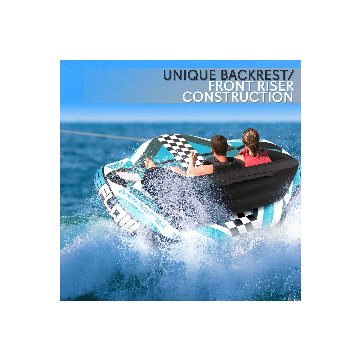 SereneLife Heavy-Duty Inflatable Towable Booster Tube - Water Tube Boating Float Tow Raft, Watersports Inflatable Pull Boats/Tubes/Towables w/Foam