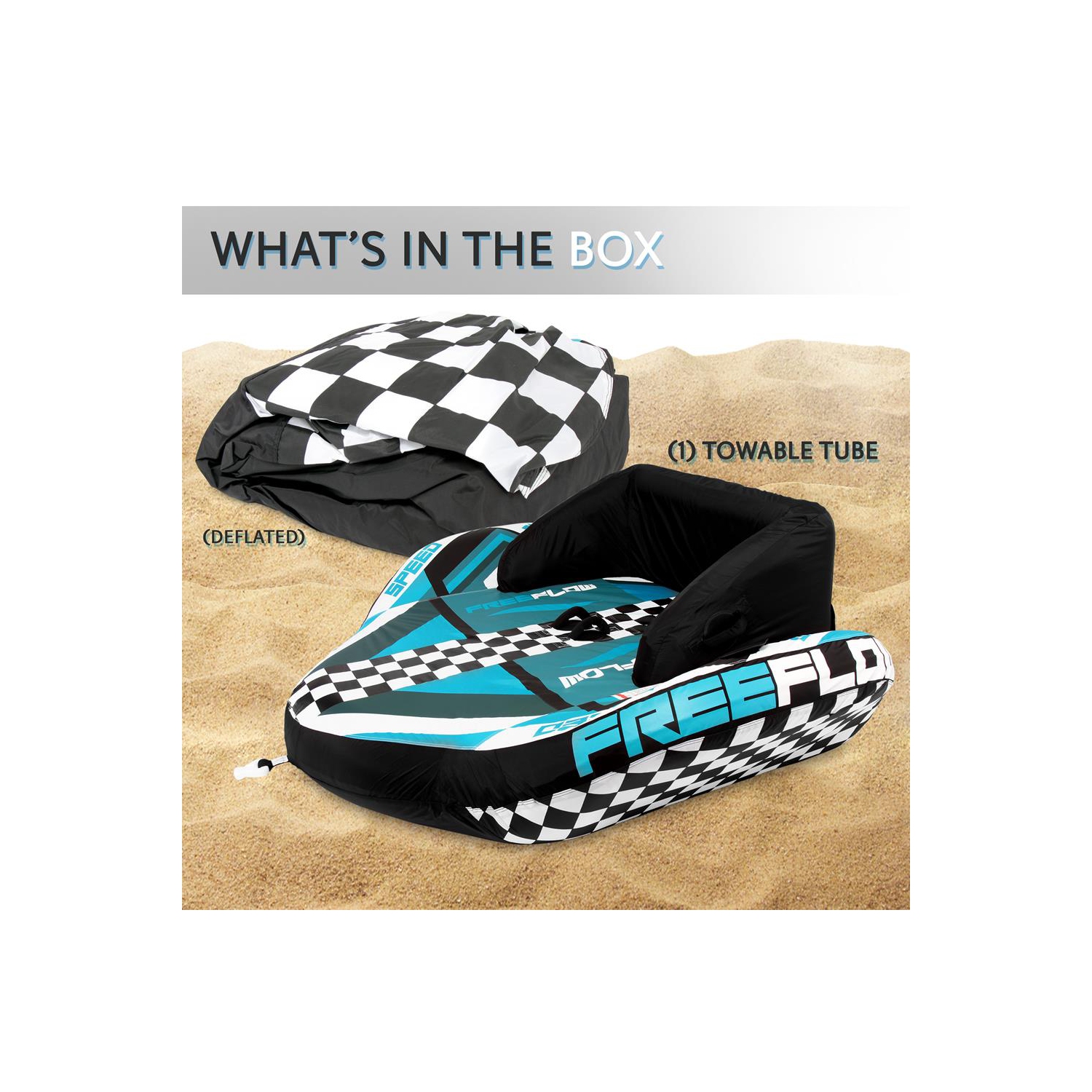 SereneLife Heavy-Duty Inflatable Towable Booster Tube - Water Tube Boating Float Tow Raft, Watersports Inflatable Pull Boats/Tubes/Towables w/Foam