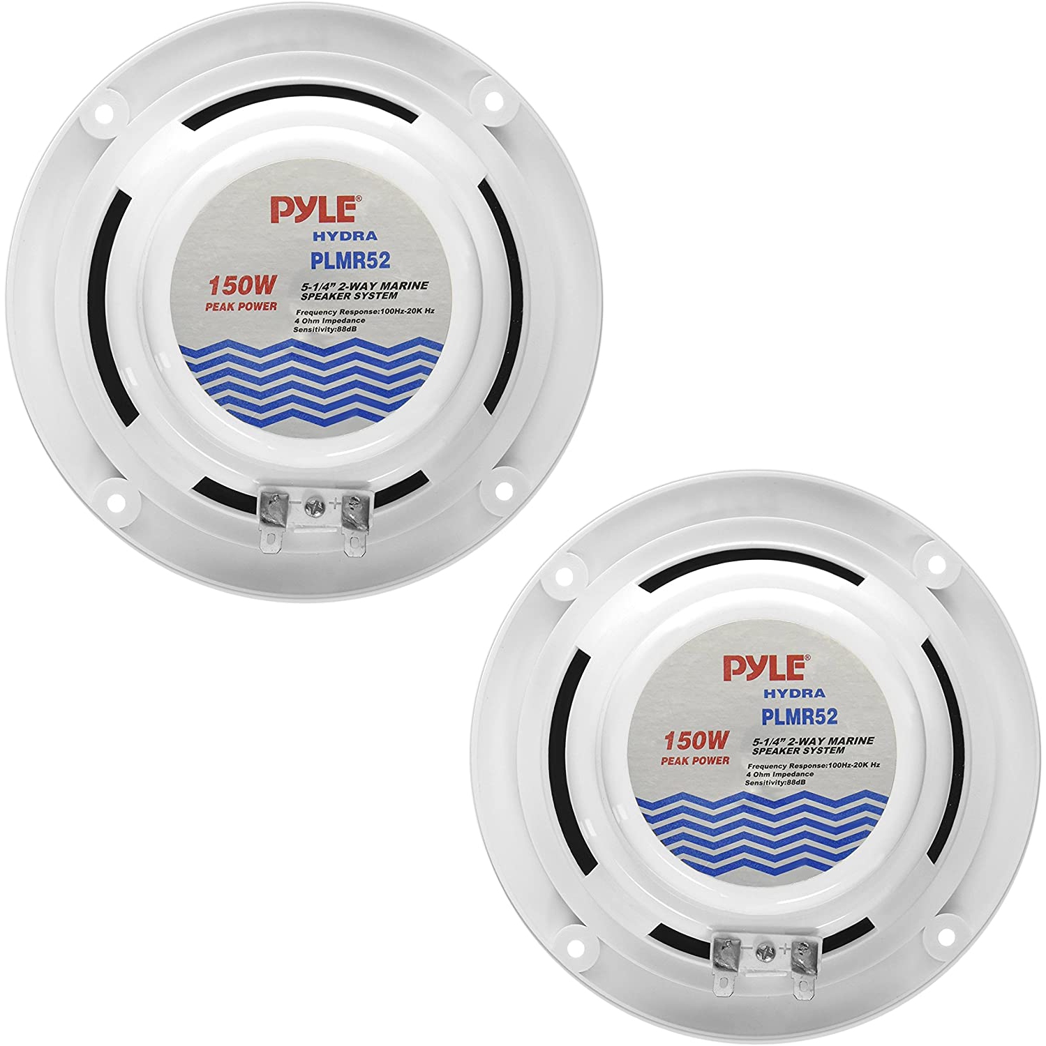 Pyle 5.25 Inch Dual Marine Speakers - 2 Way Waterproof&Weather Resistant Outdoor Audio Stereo Sound System with 150 Watt Power, Cloth Surround and