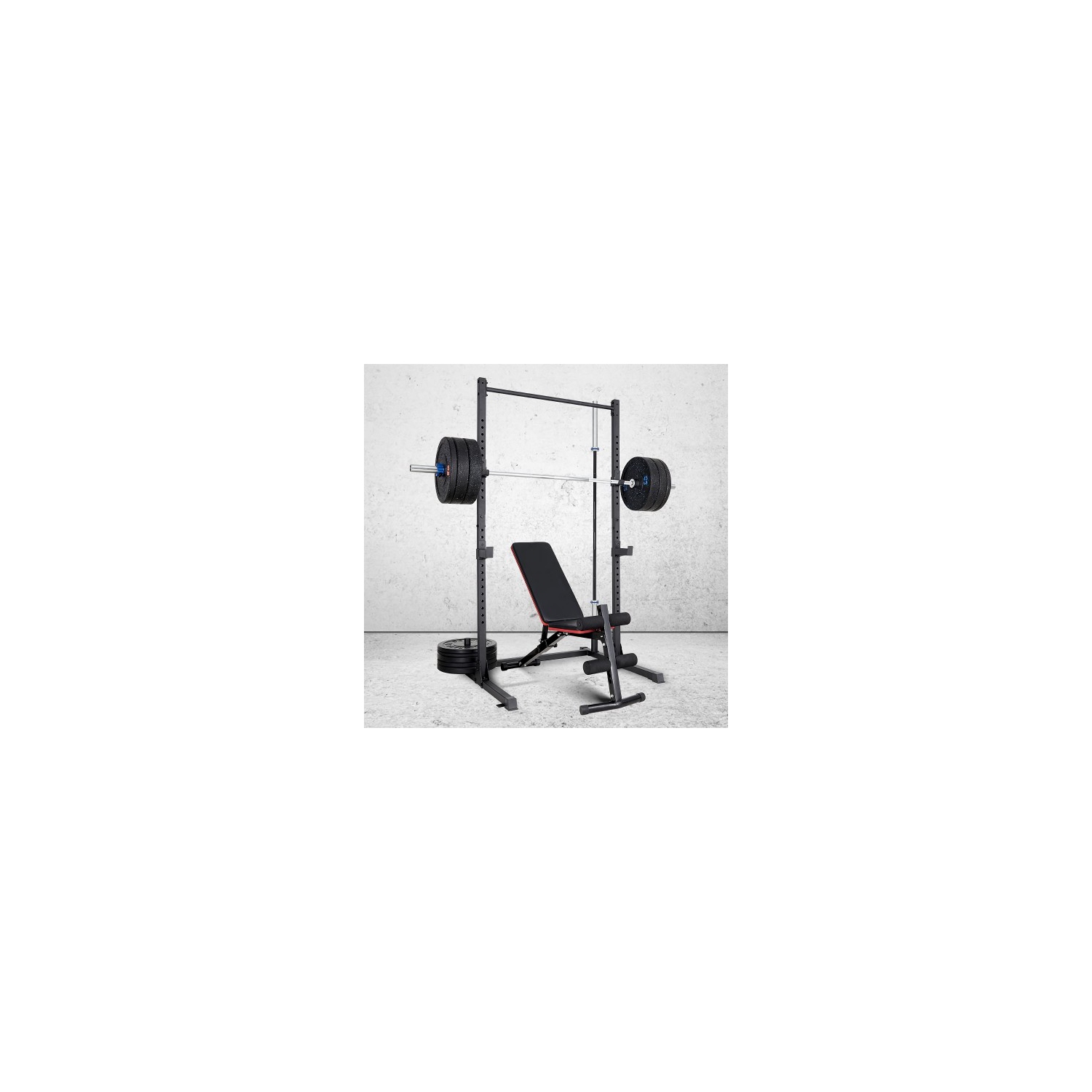 Squat Rack 800 LB Capacity 2"x 2" Steel Power Cage Exercise Stand with 2 J-Hooks for Bench Press, Weightlifting and Strength Training