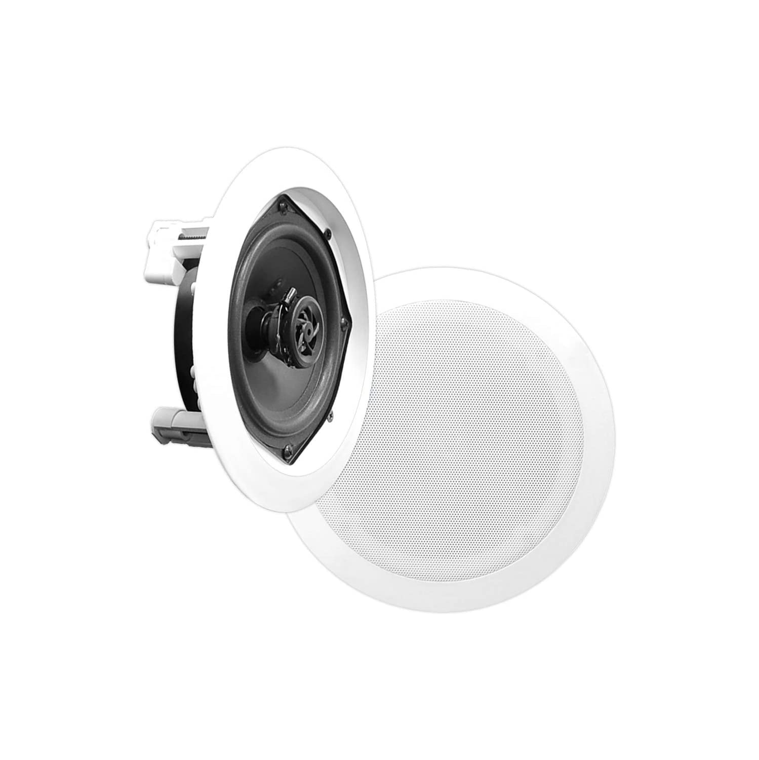 6.5” Ceiling Wall Mount Speakers - Pair of 2-Way Midbass Woofer Speaker 1/2'' Polymer Dome Tweeter Flush Design w/ 70Hz-20kHz Frequency Response &