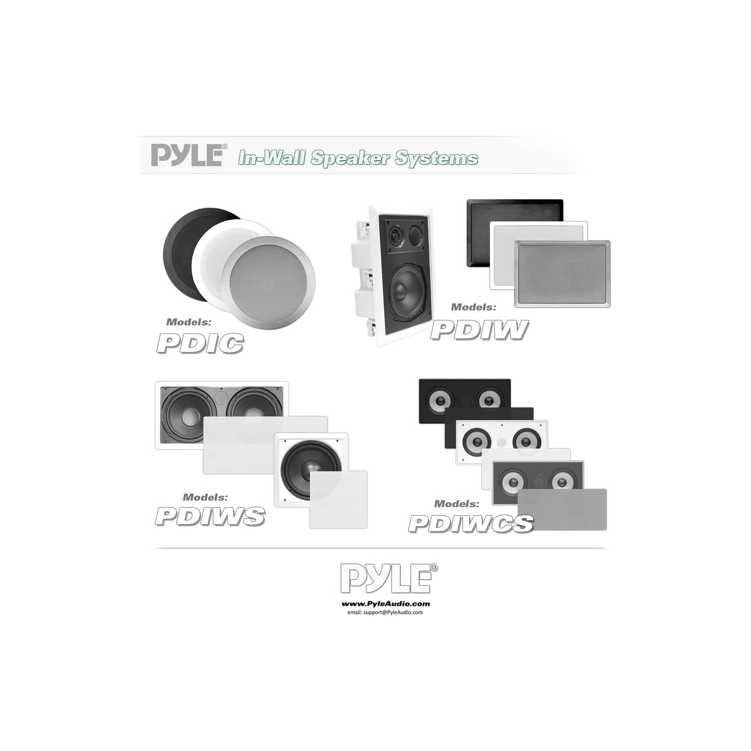 6.5” Ceiling Wall Mount Speakers - Pair of 2-Way Midbass Woofer Speaker 1/2'' Polymer Dome Tweeter Flush Design w/ 70Hz-20kHz Frequency Response &