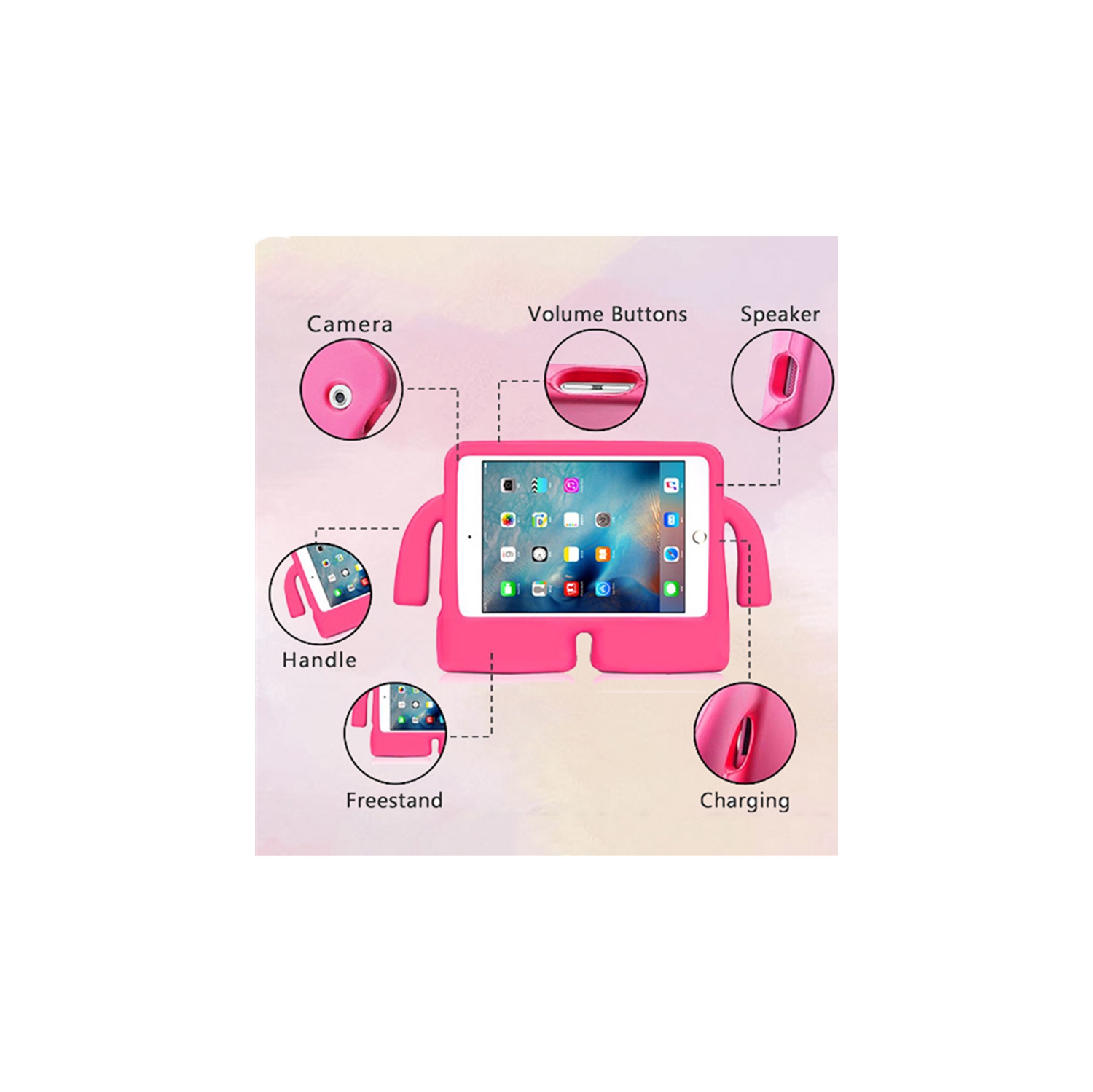 [CS] Étui-support antichoc en silicone pour iPad 10ᵉ gén Air. / IPad 11ᵉ gén / Air 11&nbsp;po (M2) (M3), rose pâle