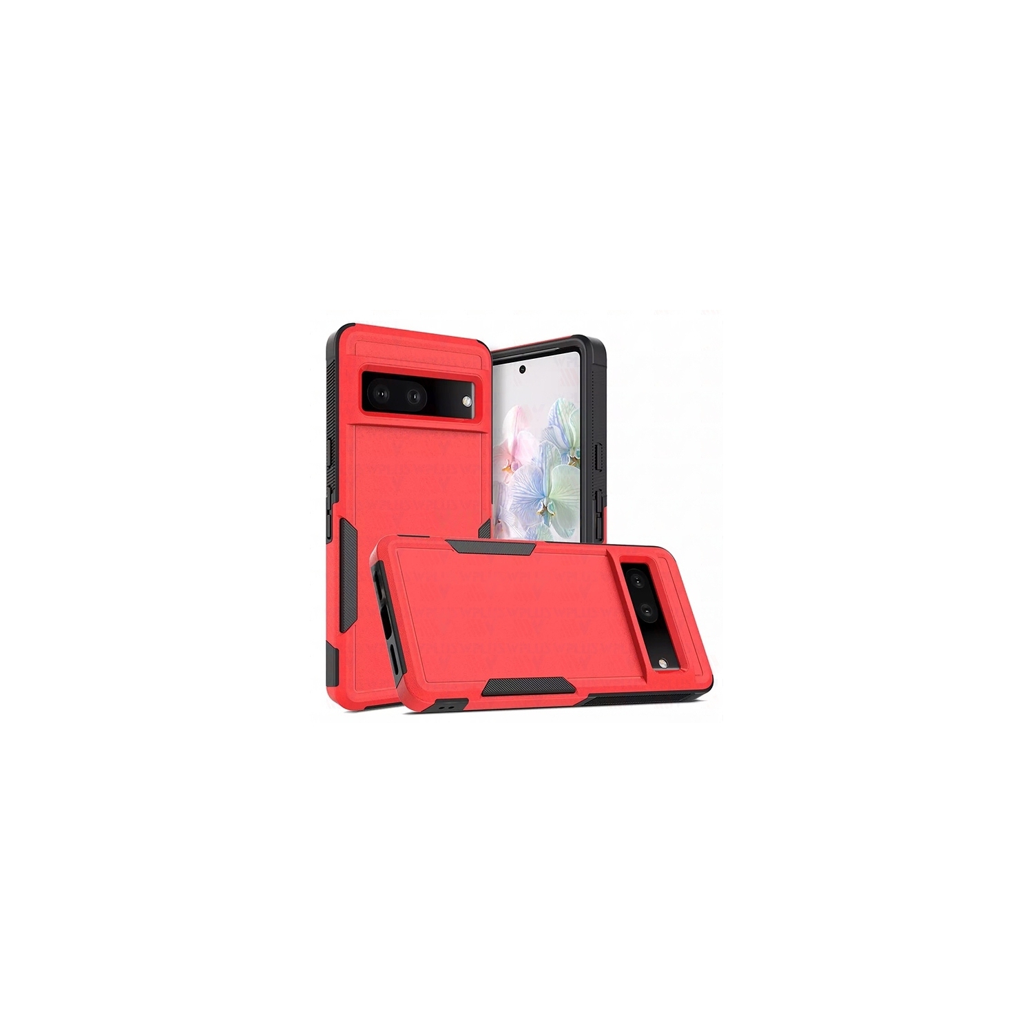 [CSmart] Étui rigide double couche Armor Rubber Armor Bumper pour Google Pixel 7A, rouge