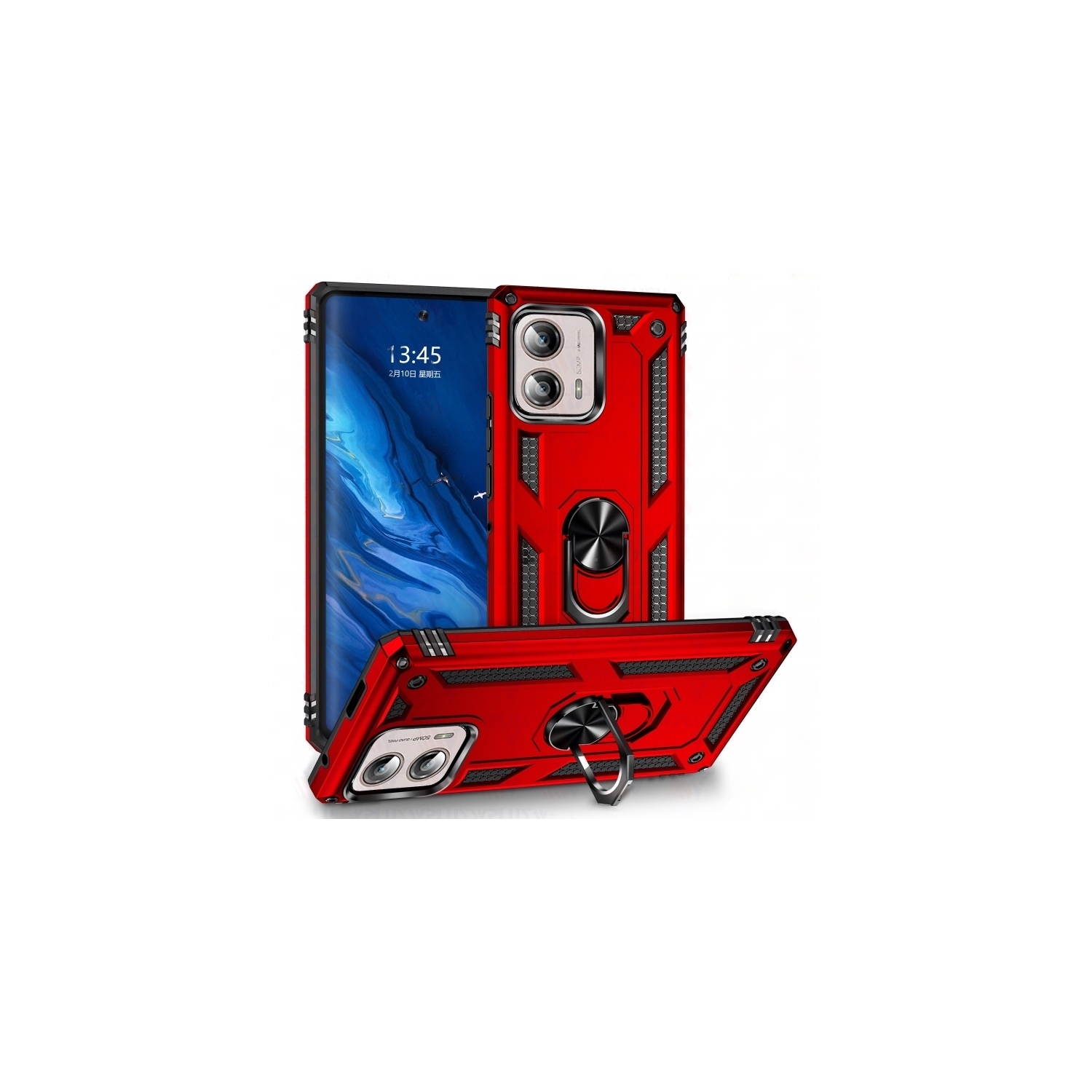 [CSmart] Étui anti-chute hybride magnétique rigide avec anneau pour Motorola Moto Edge+ plus 2023, rouge