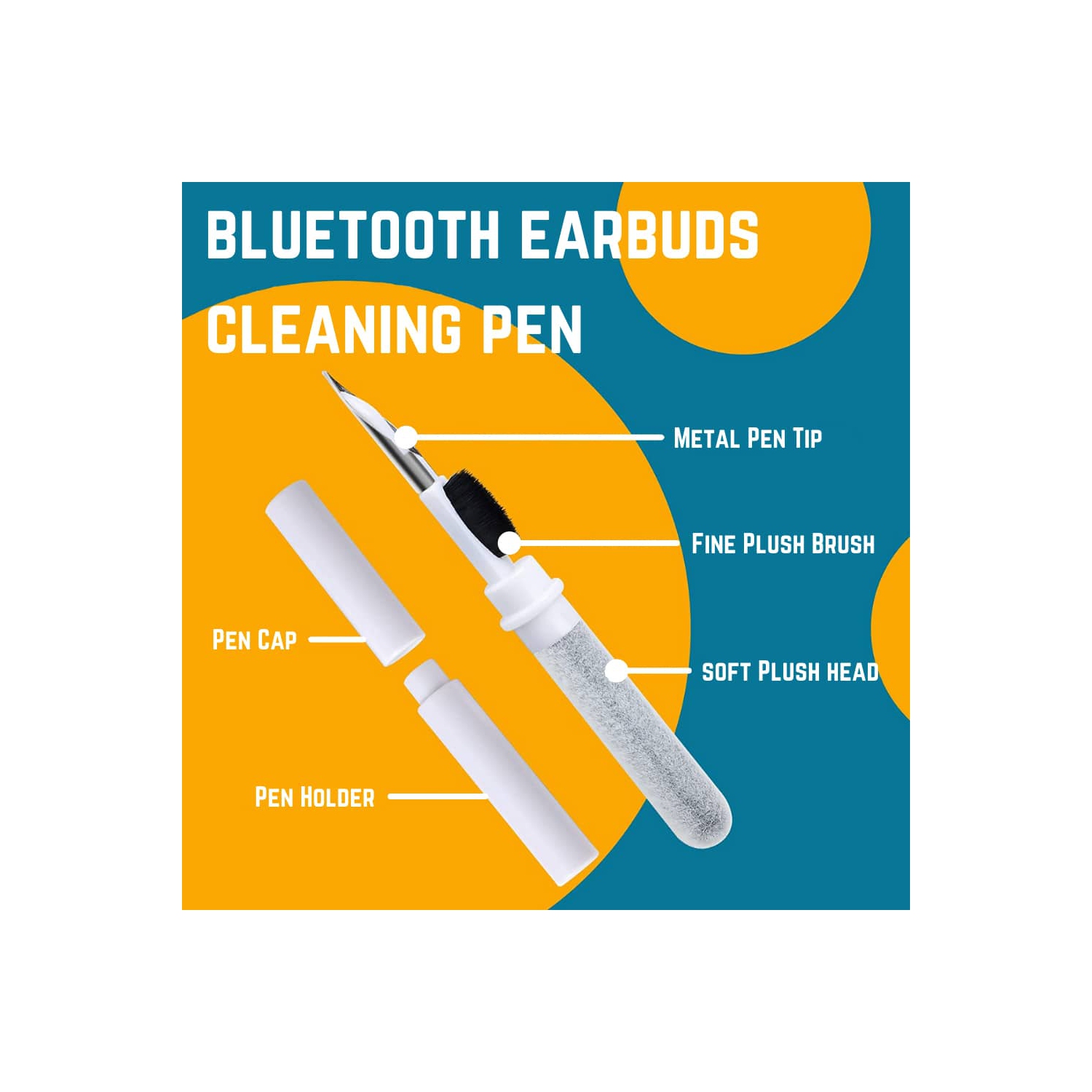 BATTPIT Earbuds Cleaning Pen, 3 in 1 Earbuds Cleaning Kit for Cleaning The Earwax, Earphones Cleaner, Dust in Earphone, Portable and Wide Use for