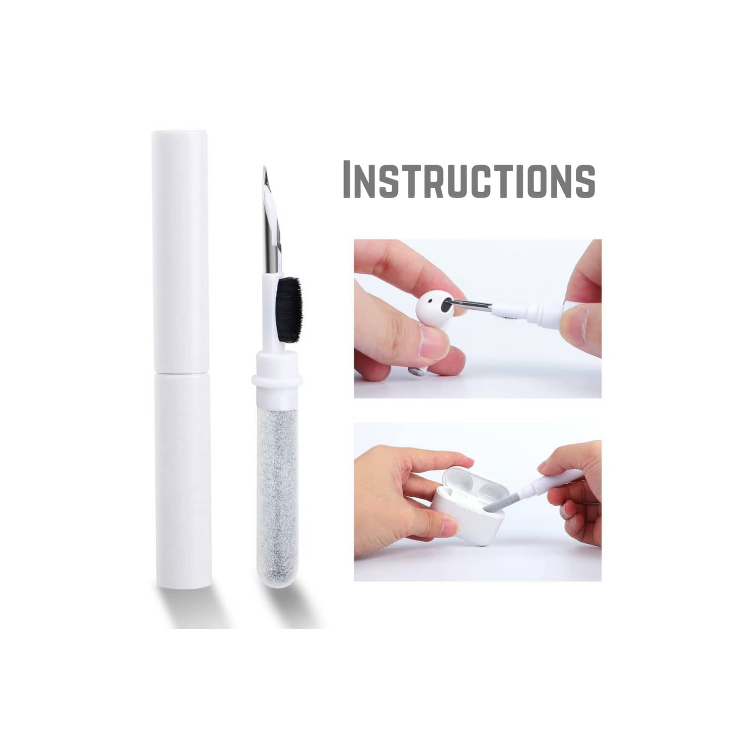 BATTPIT Earbuds Cleaning Pen, 3 in 1 Earbuds Cleaning Kit for Cleaning The Earwax, Earphones Cleaner, Dust in Earphone, Portable and Wide Use for