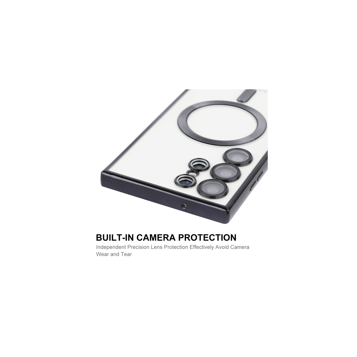 [CSmart] Étui de chargement magnétique hybride sans fil couvercle arrière MagSafe compatible pour Samsung Galaxy S23 Ultra, noir