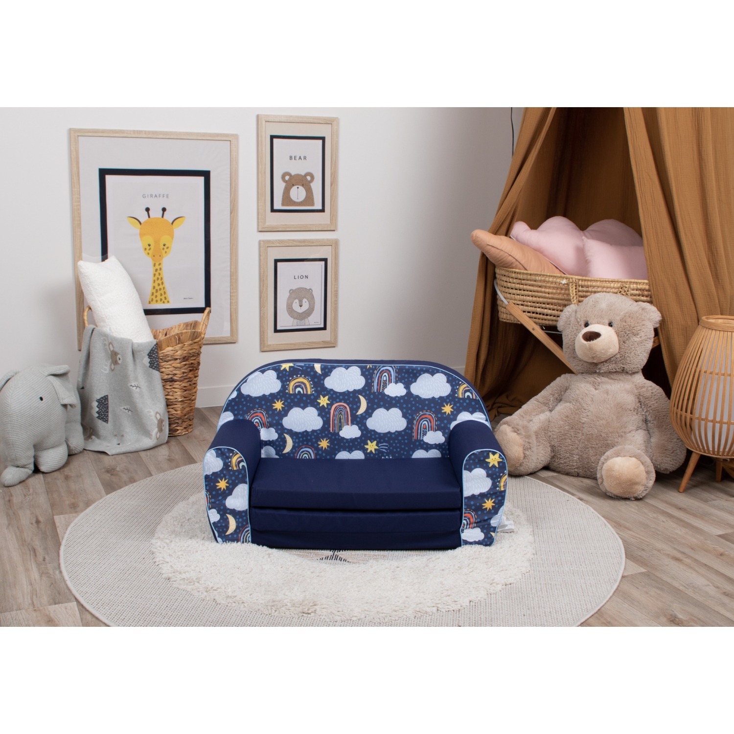 Delsit Kids Couch for Toddlers - 2 in 1 Convertible Foam Sofa to Lounger, Comfy Flip Out Lounge Chair for Children, Made in Europe