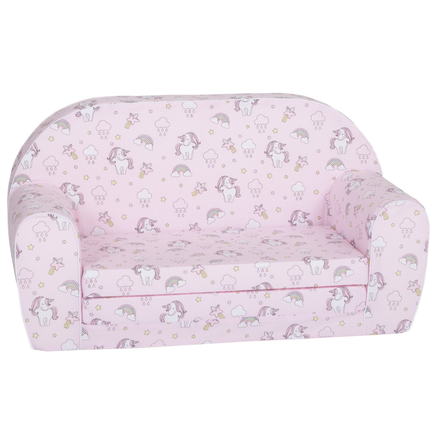 Delsit Kids Couch for Toddlers - 2 in 1 Convertible Foam Sofa to Lounger, Comfy Flip Out Lounge Chair for Children, Made in Europe