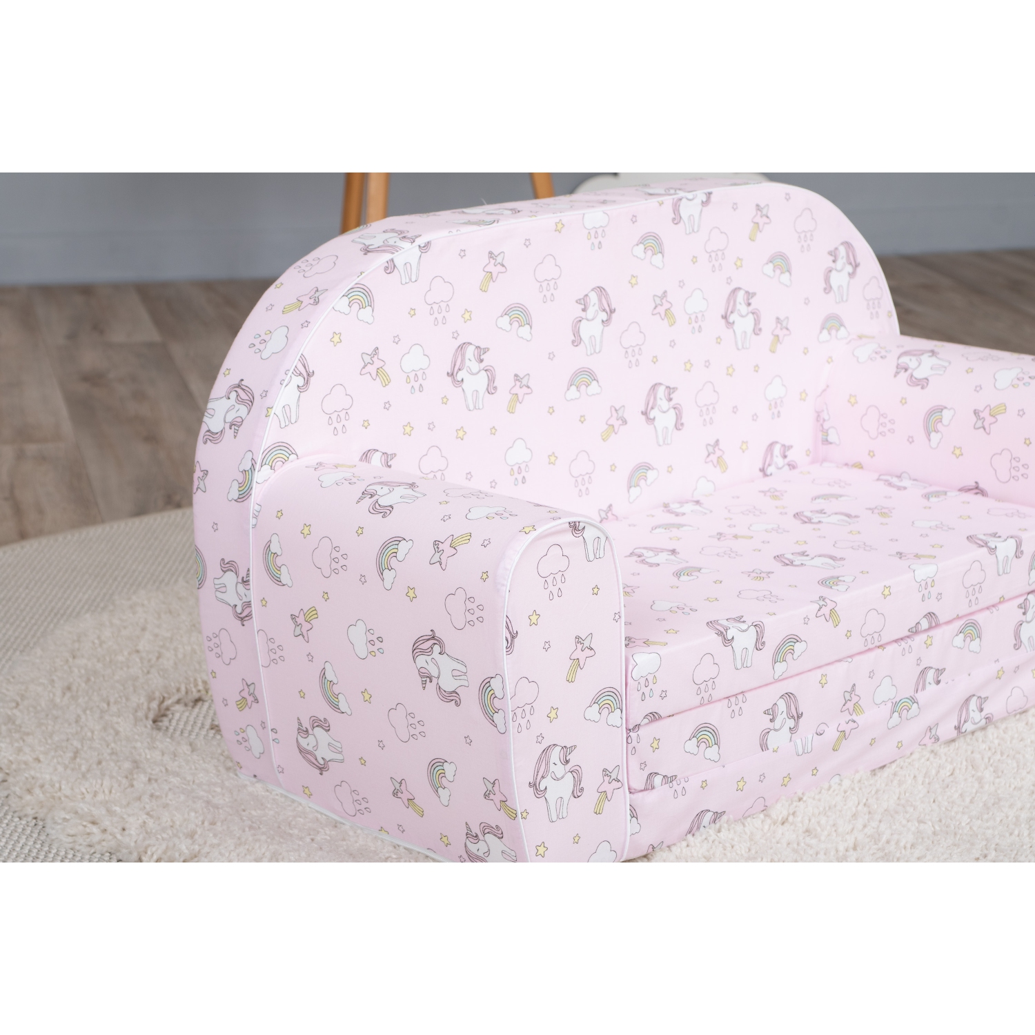 Delsit Kids Couch for Toddlers - 2 in 1 Convertible Foam Sofa to Lounger, Comfy Flip Out Lounge Chair for Children, Made in Europe