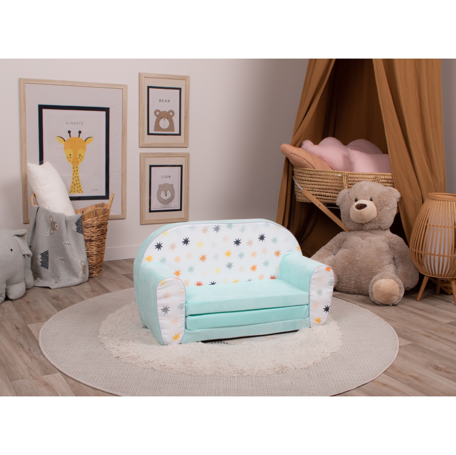 Delsit Kids Couch for Toddlers - 2 in 1 Convertible Foam Sofa to Lounger, Comfy Flip Out Lounge Chair for Children, Made in Europe