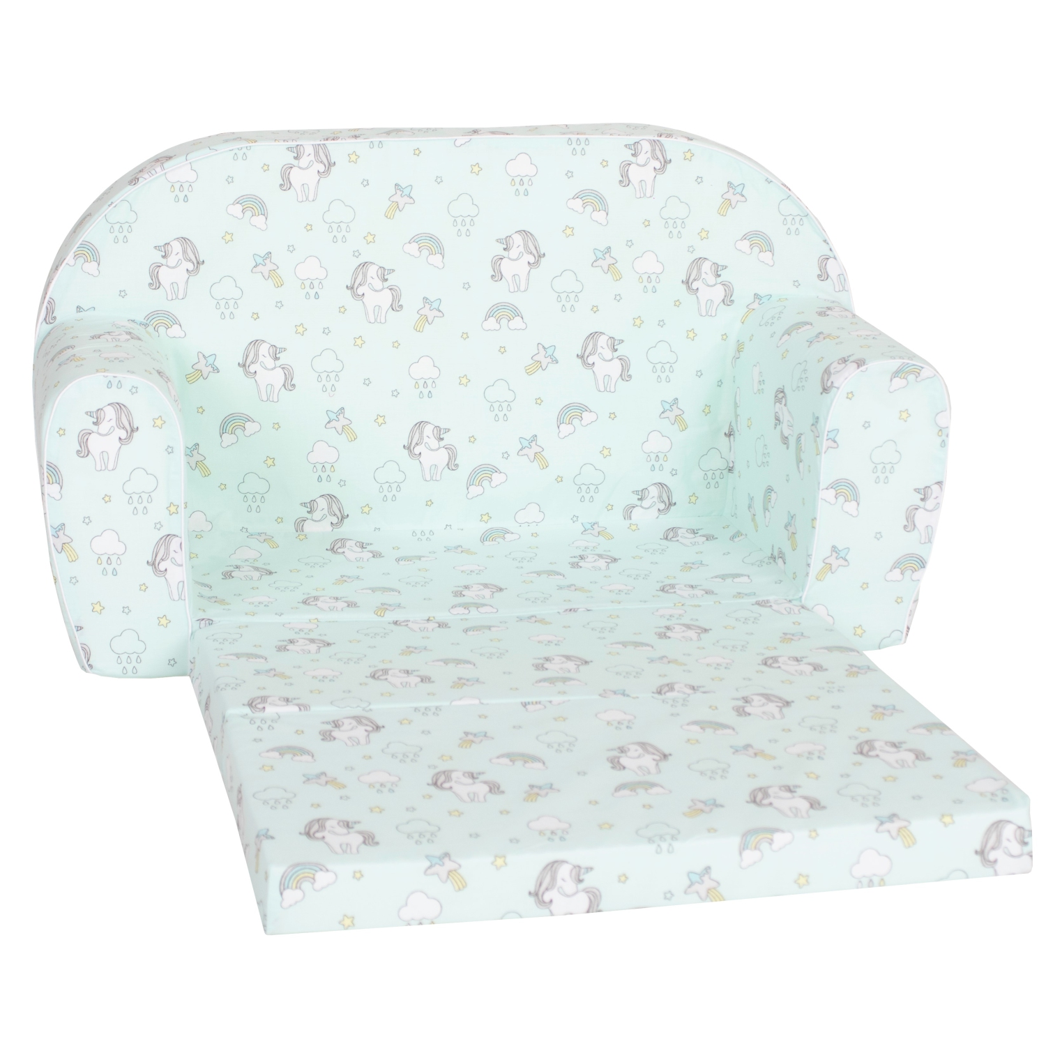 Canapé d'enfant Delsit pour tout-petits - divan convertible en mousse 2 en 1, fauteuil confortable rabattable pour enfants, fabriqué en Europe