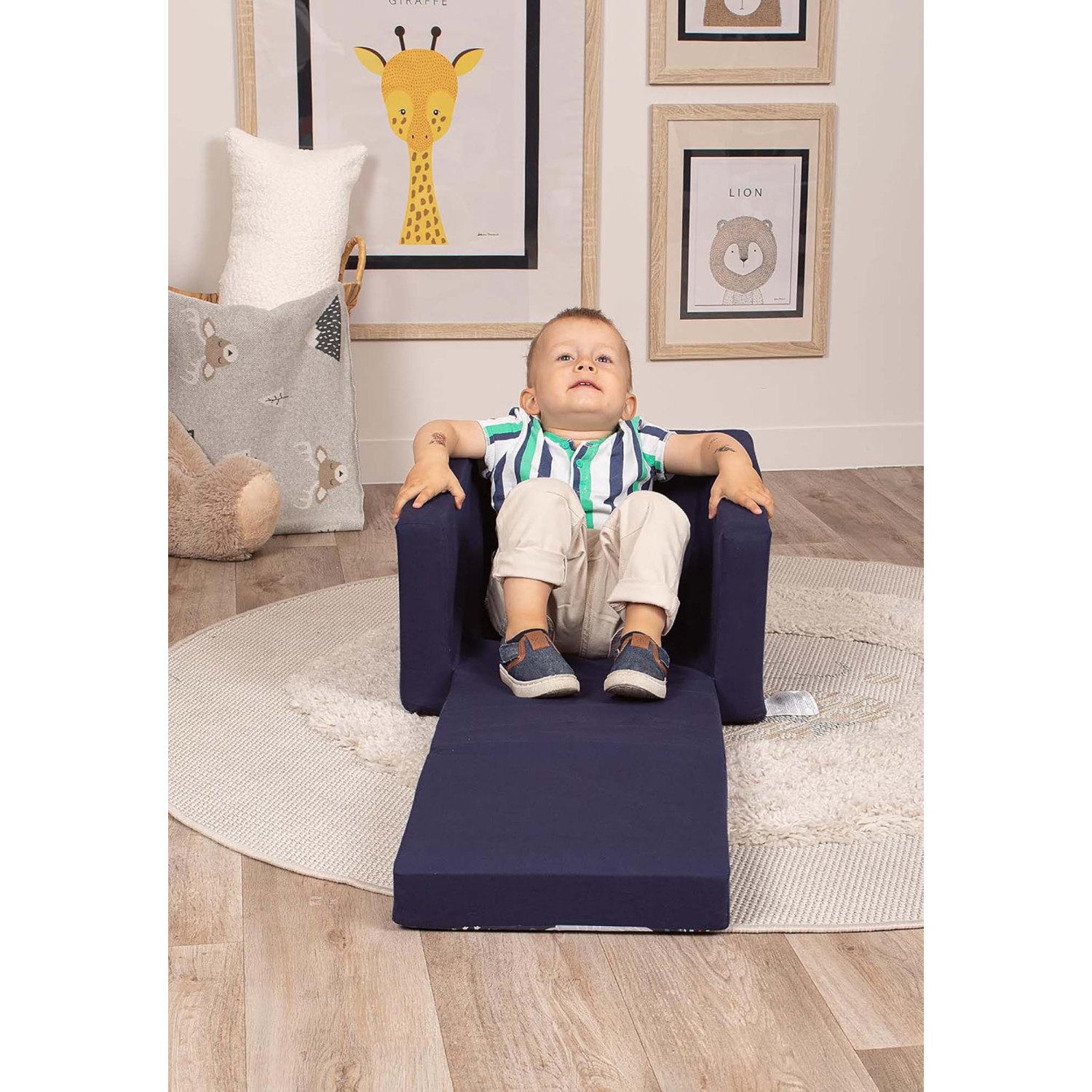 Canapé pour enfants Delsit - fauteuil en mousse convertible 2-en-1, fauteuil confortable rabattable, canapé pour enfants, fabriqué en Europe