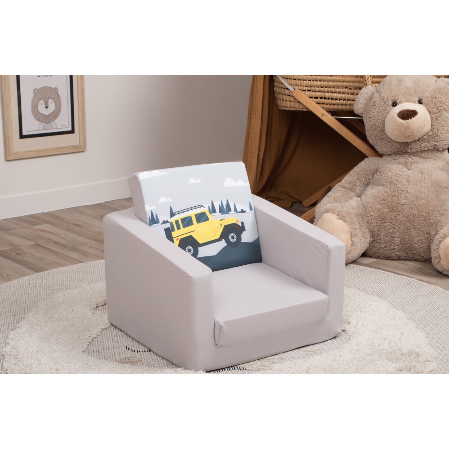 Delsit Kids Couch for Toddlers - 2 in 1 Convertible Foam Armchair to Lounger, Comfy Flip Out Lounge Chair, Sofa for Children, Made in Europe