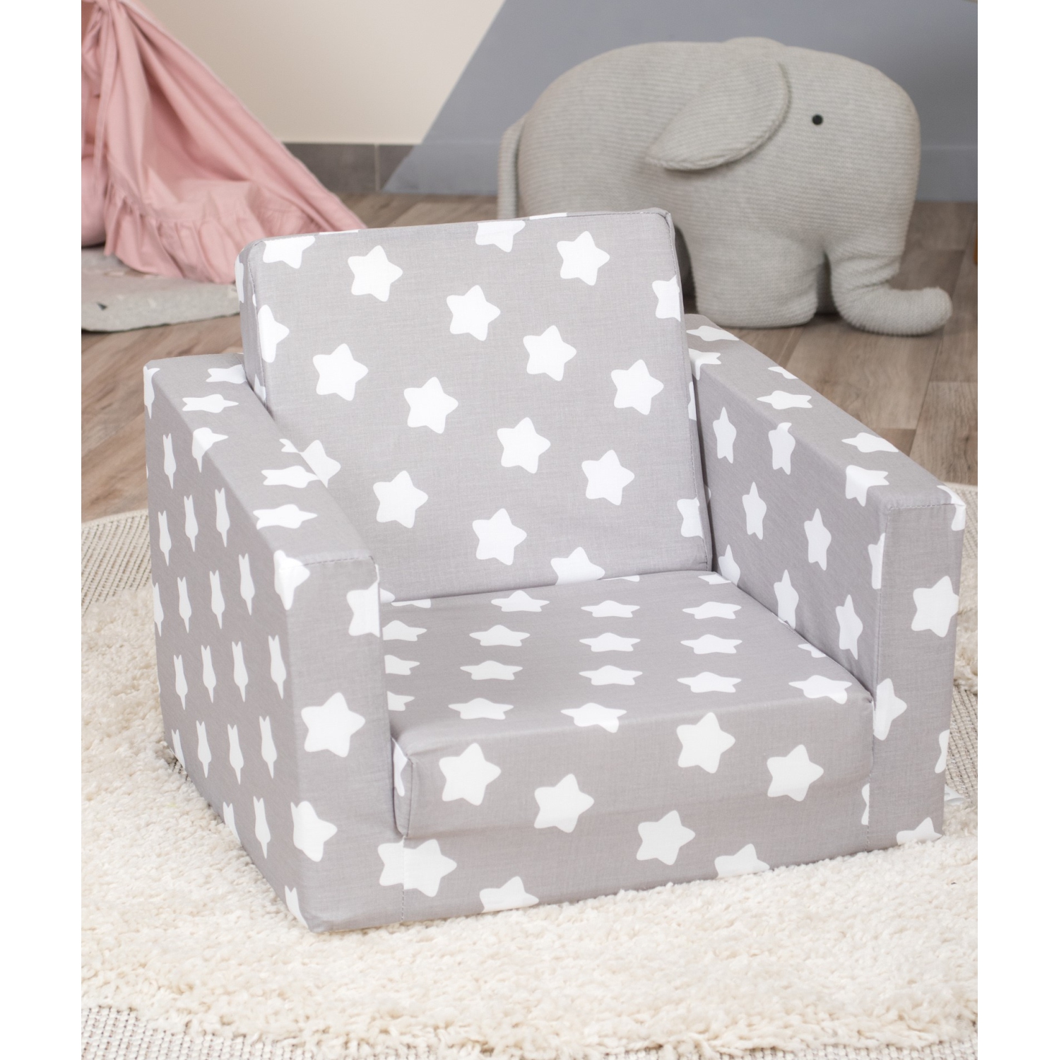 Delsit Kids Couch for Toddlers - 2 in 1 Convertible Foam Armchair to Lounger, Comfy Flip Out Lounge Chair, Sofa for Children, Made in Europe