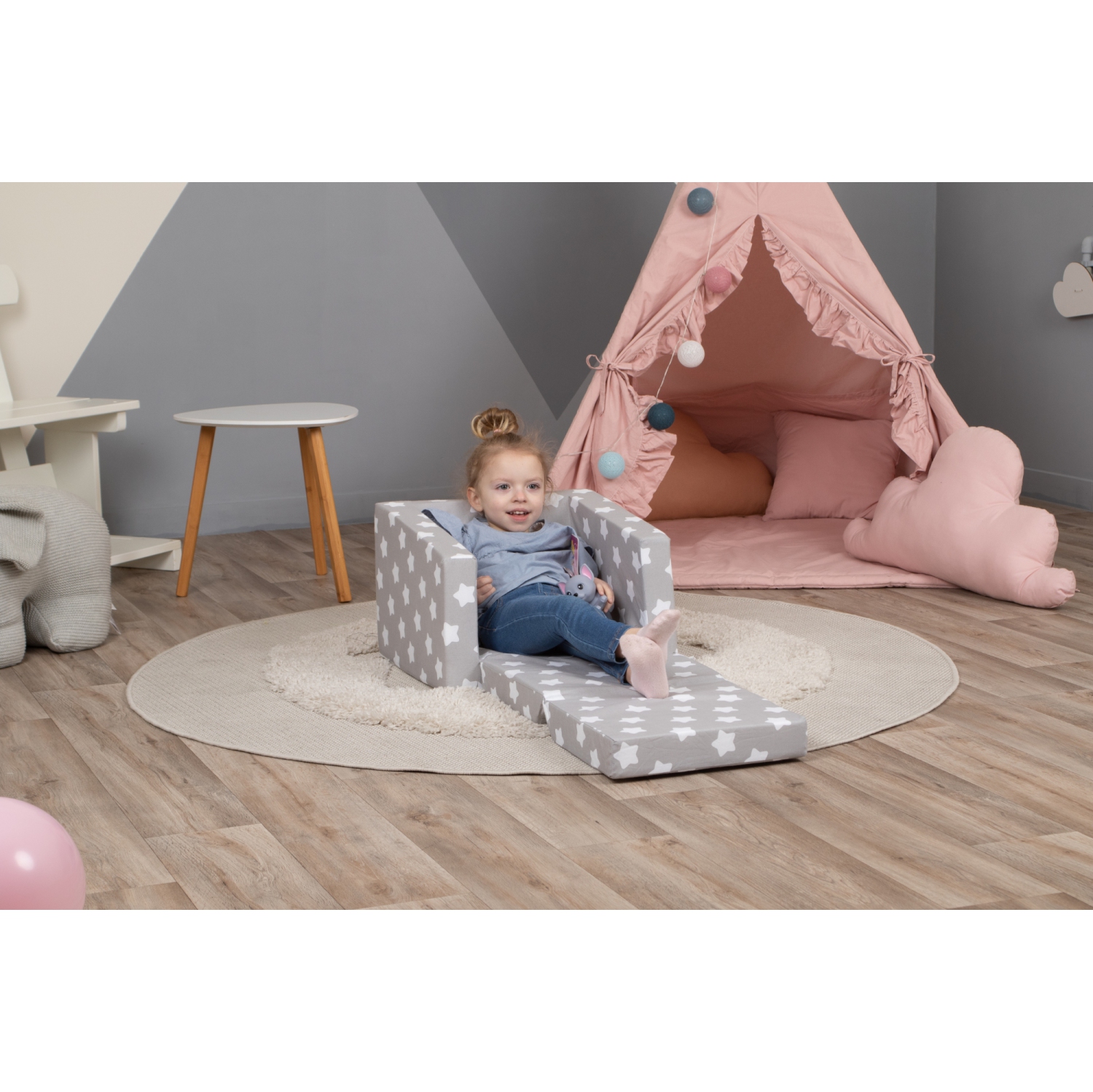 Delsit Kids Couch for Toddlers - 2 in 1 Convertible Foam Armchair to Lounger, Comfy Flip Out Lounge Chair, Sofa for Children, Made in Europe