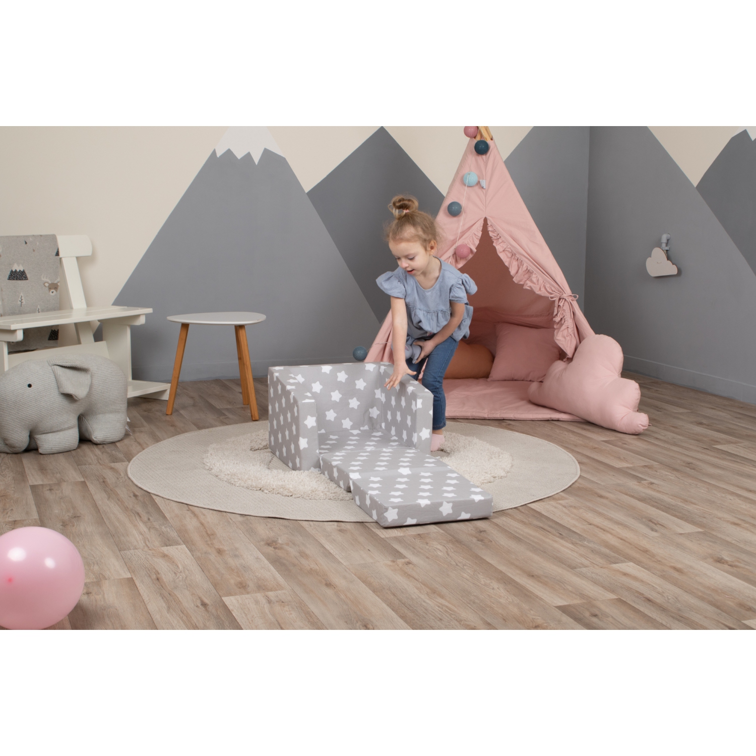 Delsit Kids Couch for Toddlers - 2 in 1 Convertible Foam Armchair to Lounger, Comfy Flip Out Lounge Chair, Sofa for Children, Made in Europe