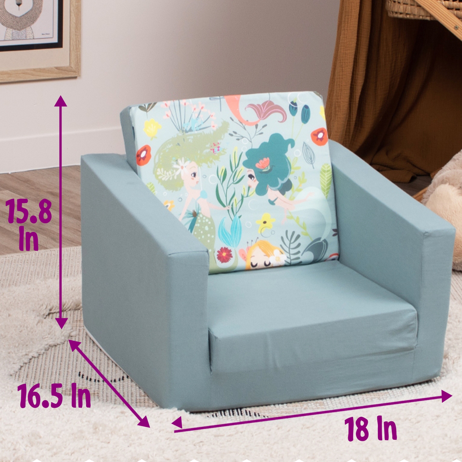 Delsit Kids Couch for Toddlers - 2 in 1 Convertible Foam Armchair to Lounger, Comfy Flip Out Lounge Chair, Sofa for Children, Made in Europe