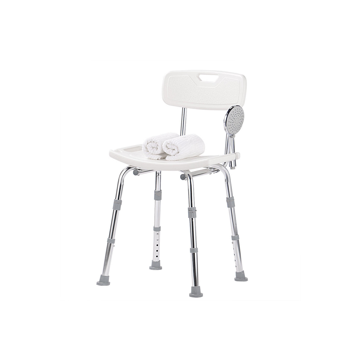 Chaise de douche pour salle de bain sans outils, banc de douche pour baignoire avec 6 réglages de hauteur et dossier amovible, capacité maximale de