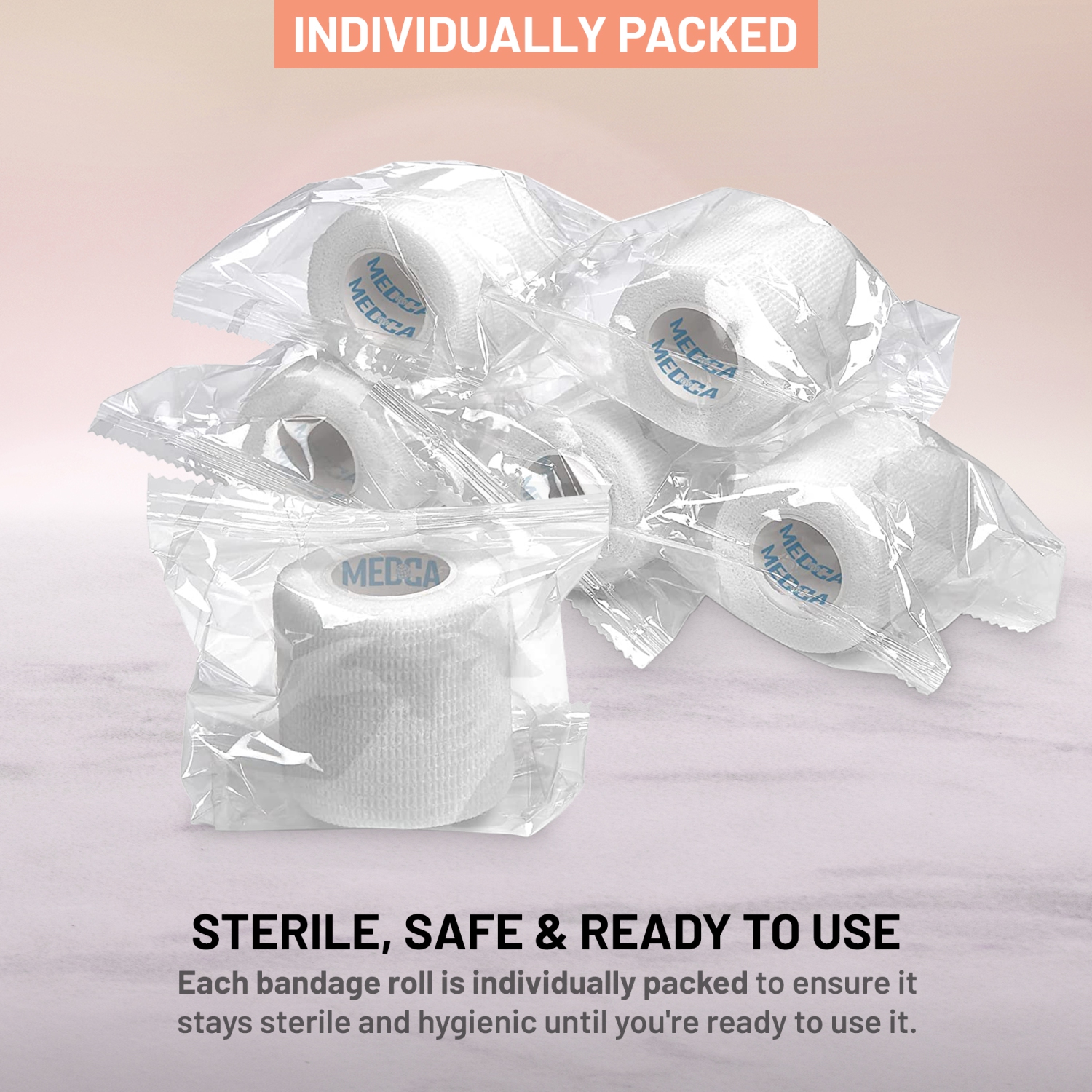 6 Pack, Self Adherent Cohesive Tape - 2” x 5 Yards, Self Adhesive Bandage Rolls & Sports Athletic Wrap for Ankle, Wrist, Knee Sprains and Swelling,