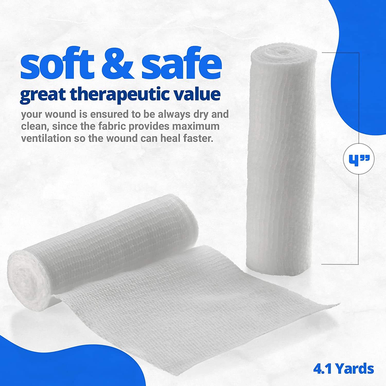 Gauze Bandage Rolls - 4 Yards Per Roll of Medical Grade Gauze Bandage and Stretch Bandage Wrapping for Dressing All Types of Wounds and First Aid Kit