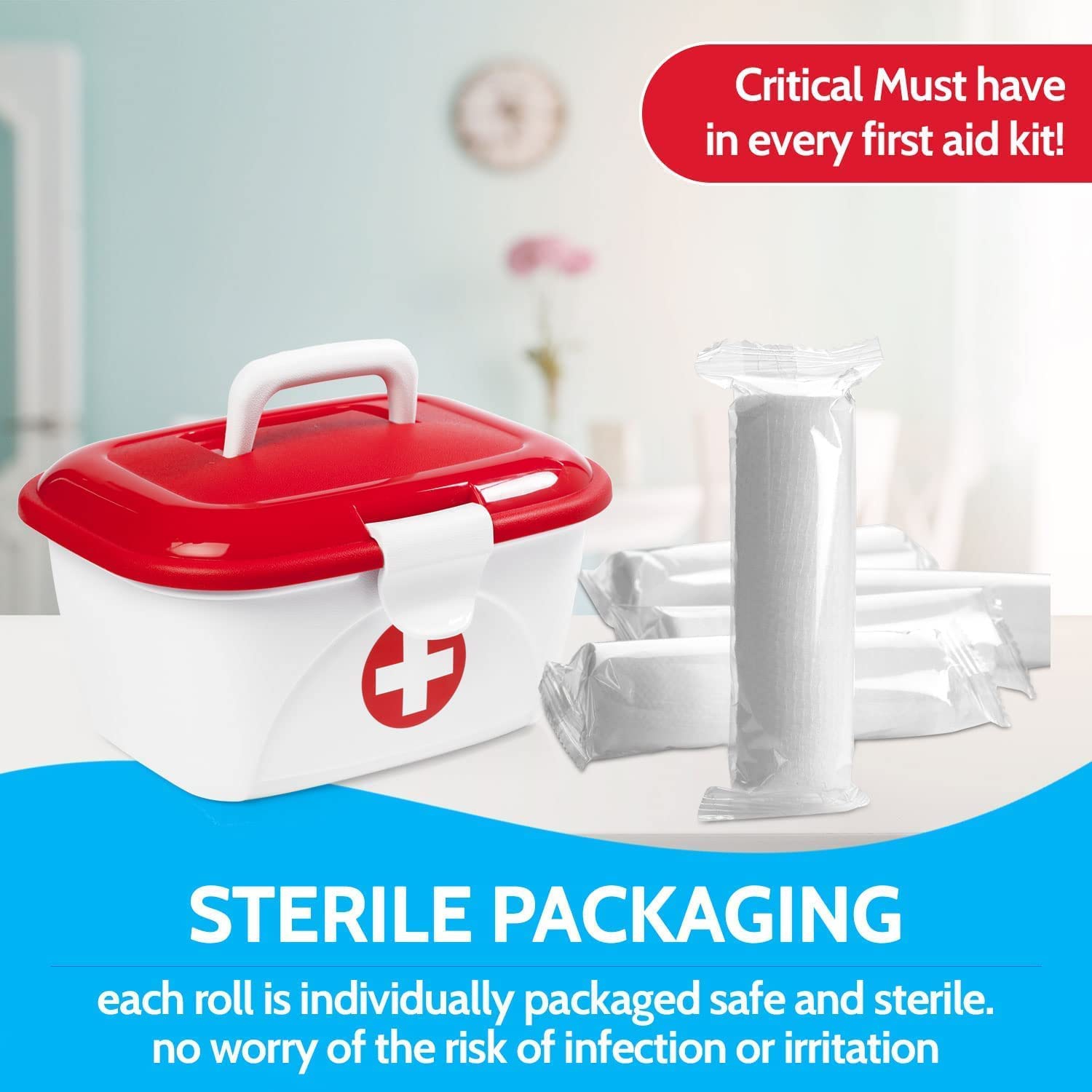 Gauze Bandage Rolls - 4 Yards Per Roll of Medical Grade Gauze Bandage and Stretch Bandage Wrapping for Dressing All Types of Wounds and First Aid Kit