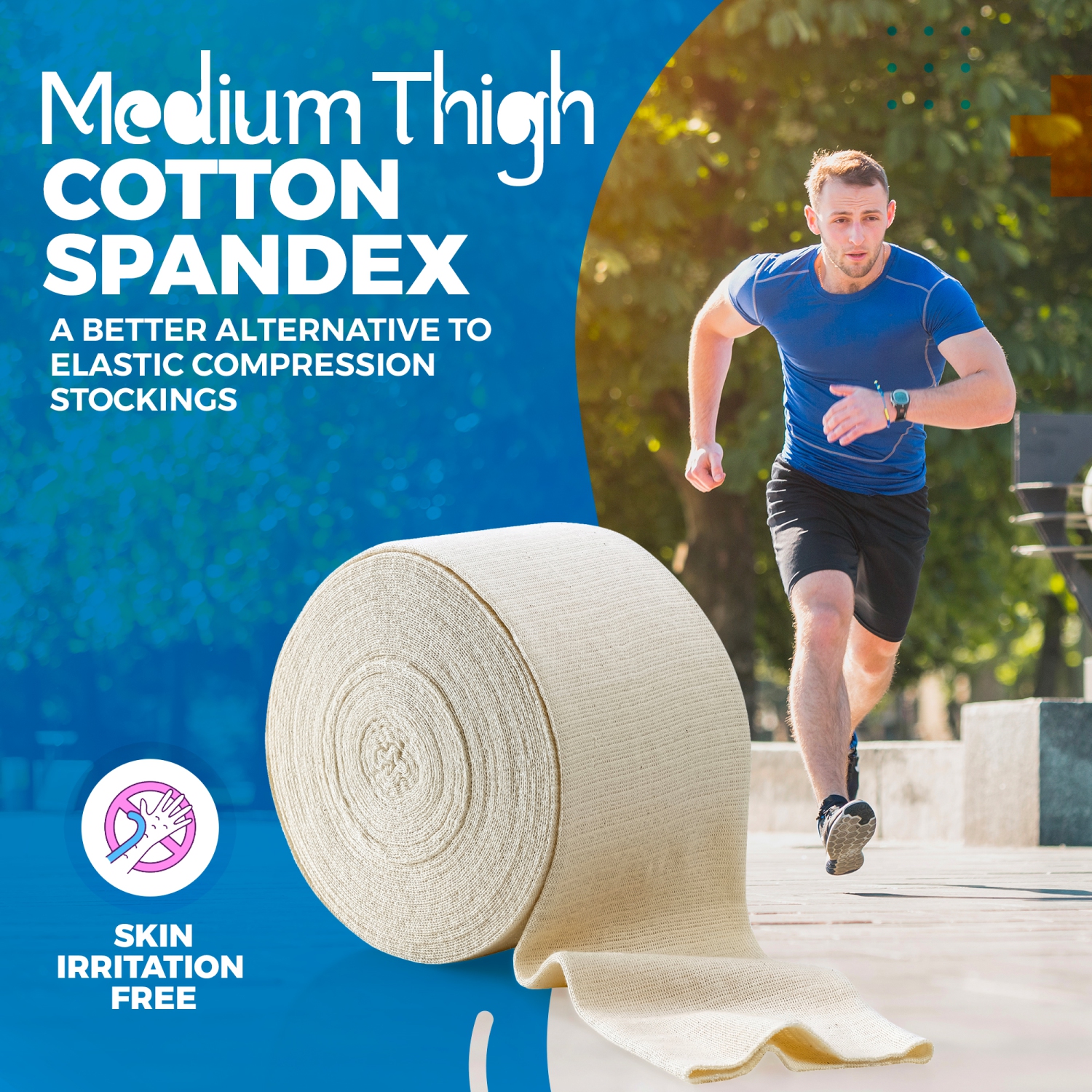 Bandage de support tubulaire élastique taille E, 10M boîte - couleur naturelle pour large bandage de support de genou - haut moyen, spandex en coton